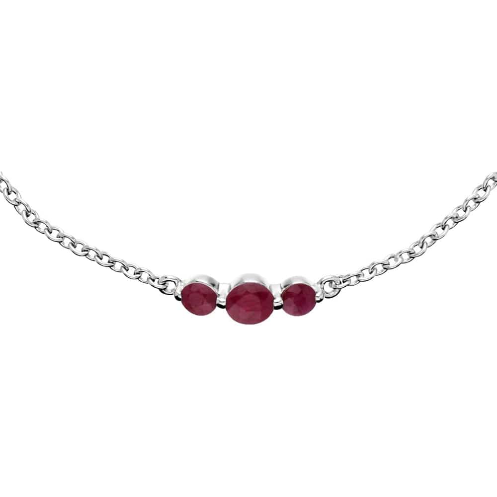 270L011105925 Classic Round Ruby Three Stone Gradient Bracelet In Sterling Silver 2