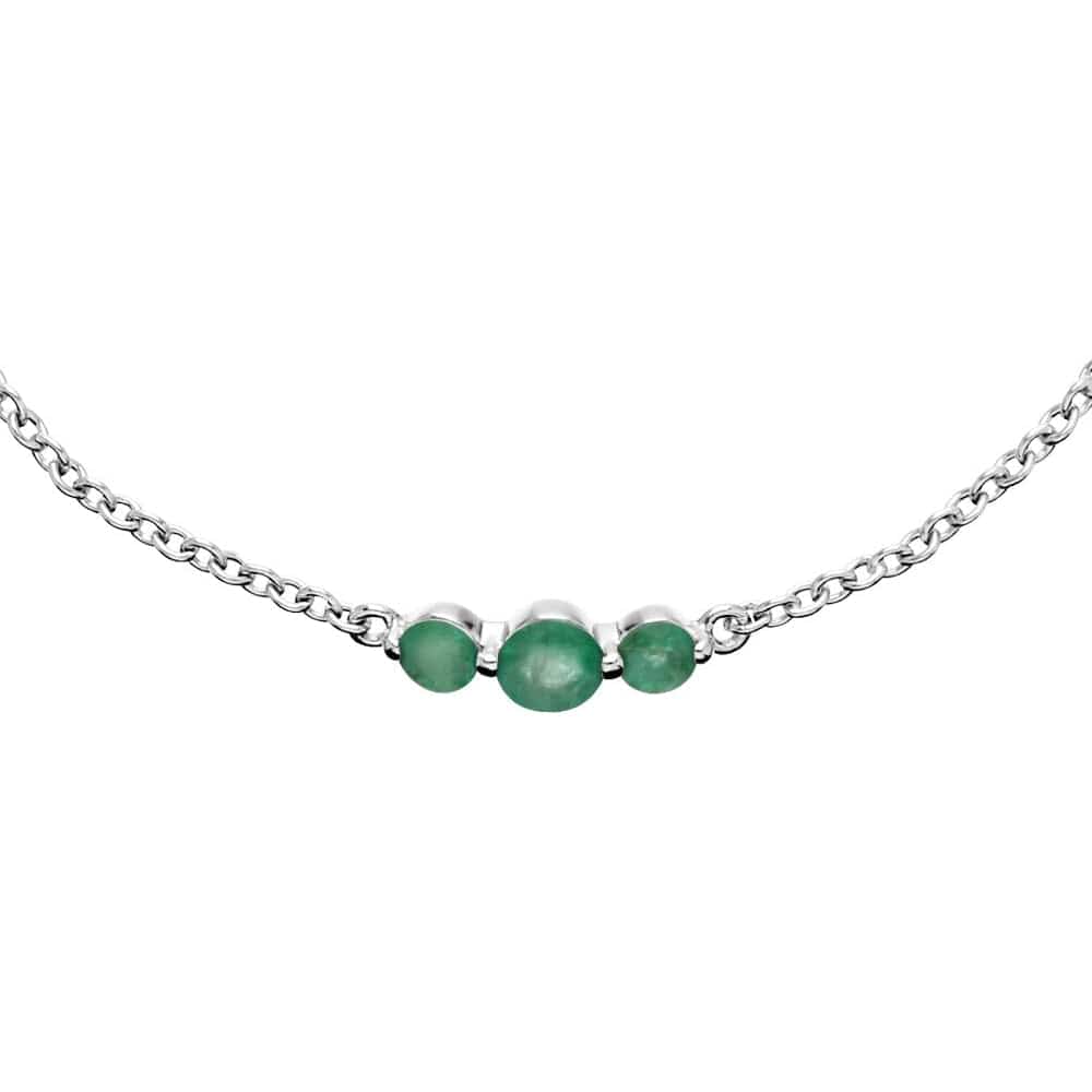 270L011107925 Classic Round Emerald Three Stone Gradient Bracelet in 925 Sterling Silver 2