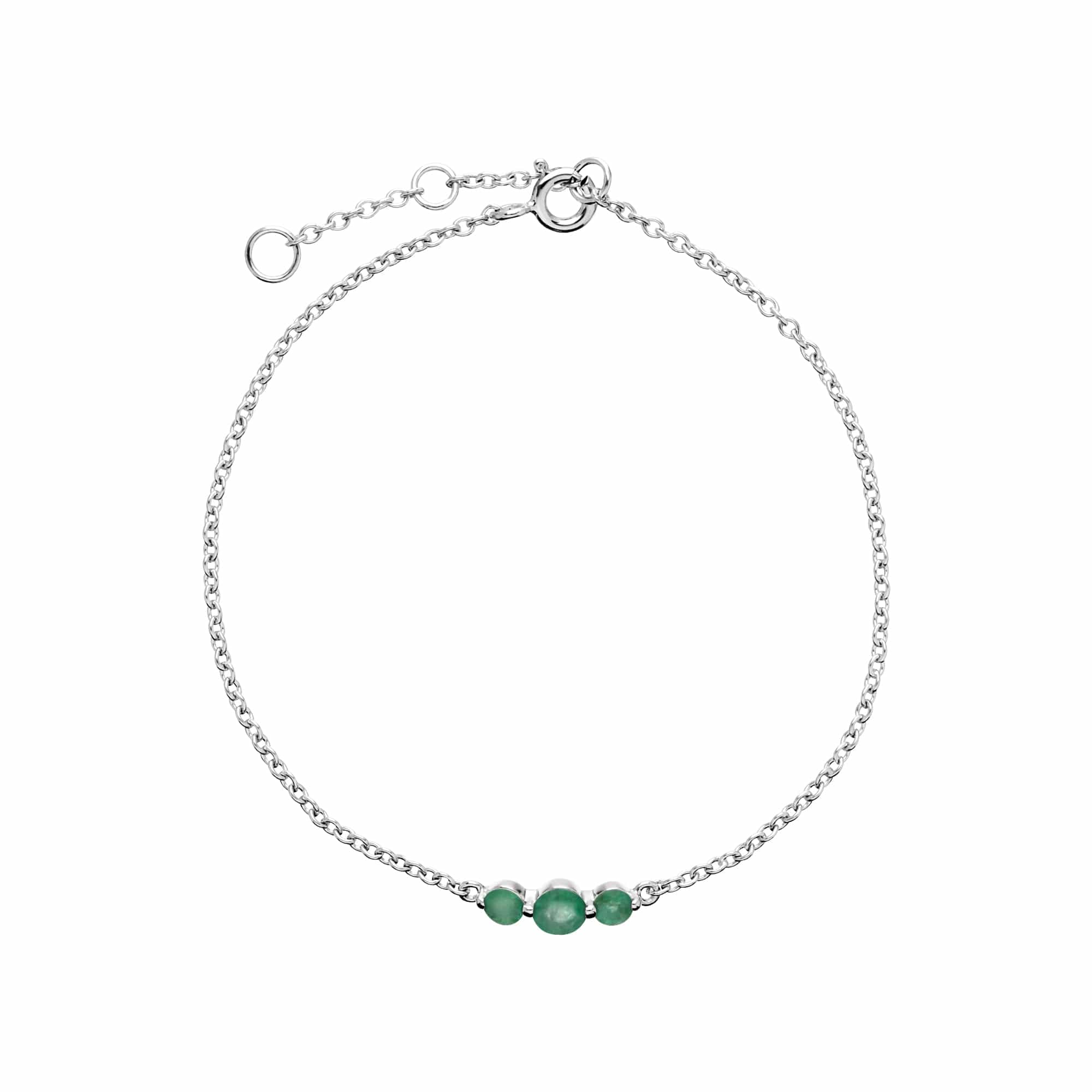 270L011107925 Classic Round Emerald Three Stone Gradient Bracelet in 925 Sterling Silver 1