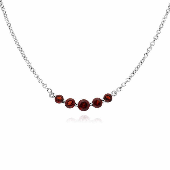 270N034102925 Classic Round Garnet 5 Stone Gradient Necklace in 925 Sterling Silver 1
