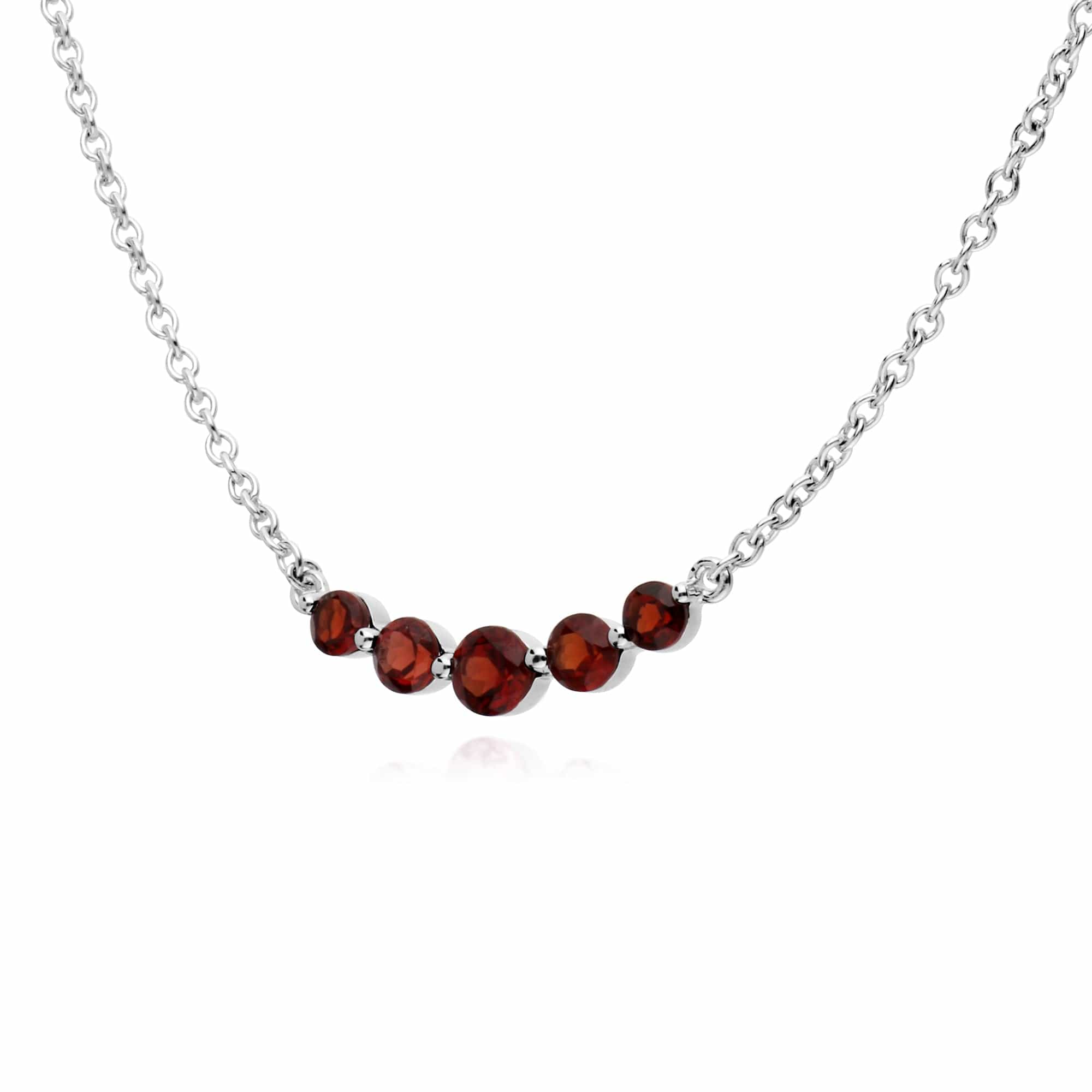 270N034102925 Classic Round Garnet 5 Stone Gradient Necklace in 925 Sterling Silver 2