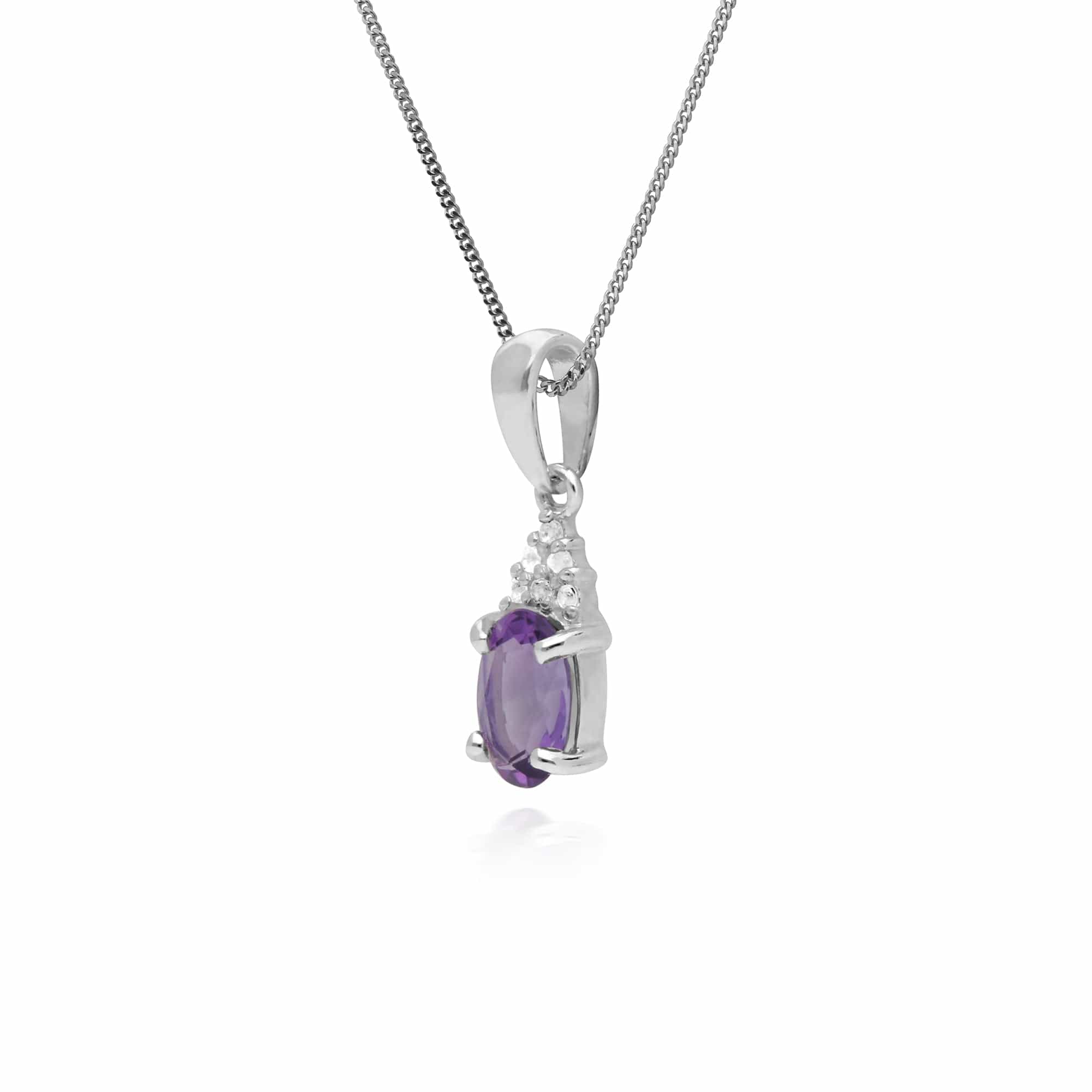 270P016705925 Classic Oval Amethyst & White Topaz Pendant in 925 Sterling Silver 2