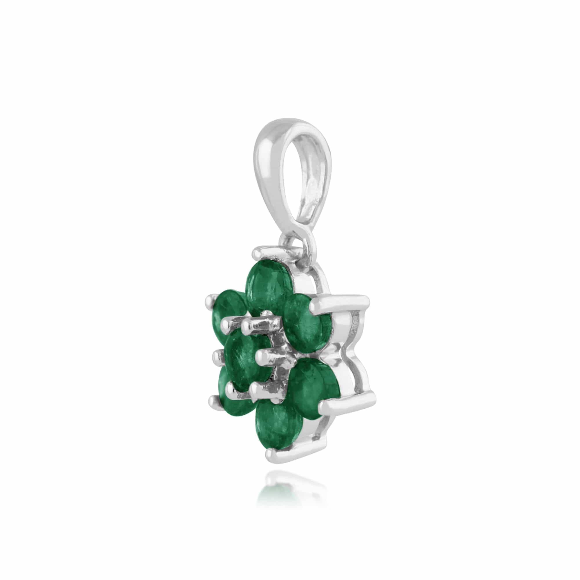 Floral Round Emerald Cluster Pendant in 925 Sterling Silver - Gemondo