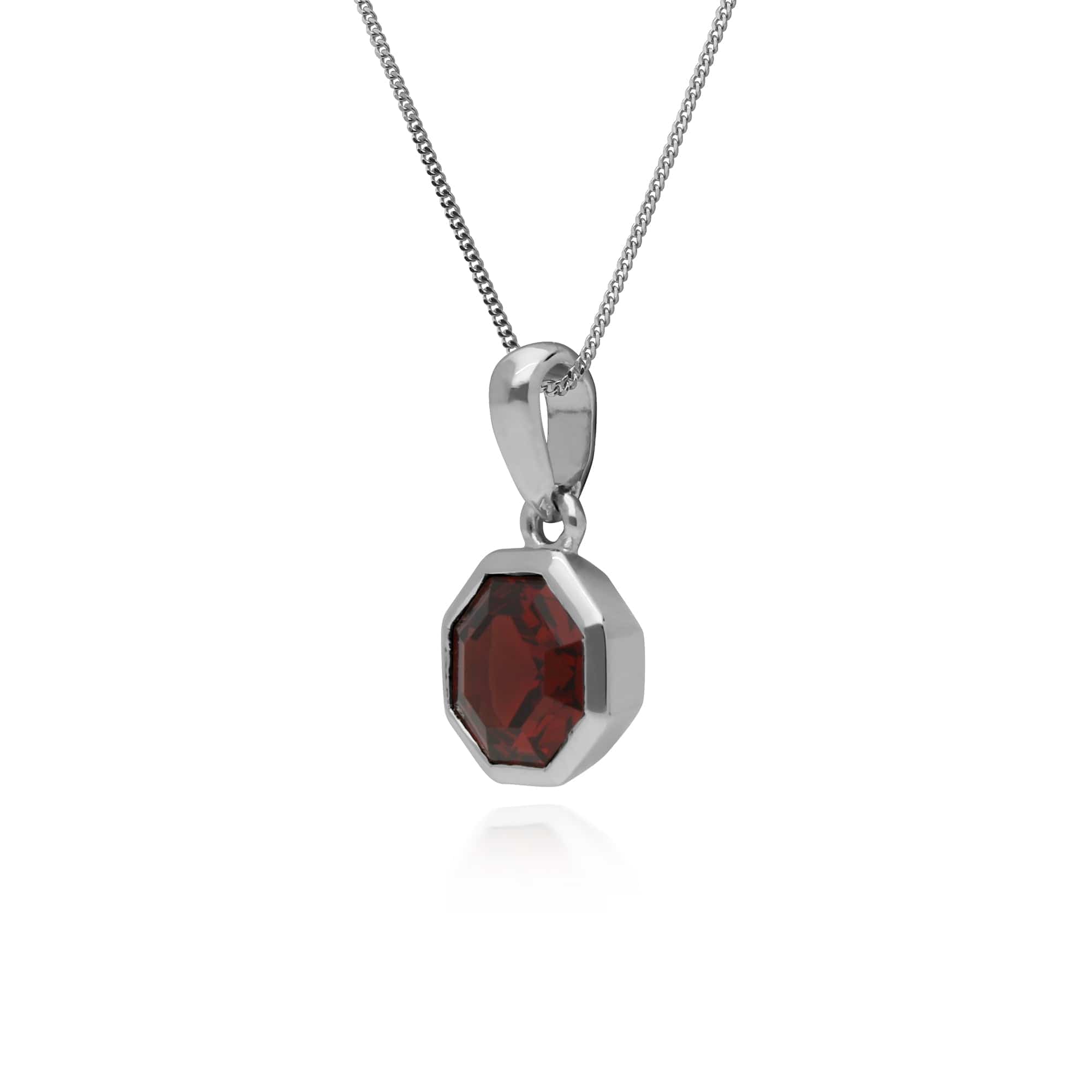 Geometric Octagon Garnet Pendant in 925 Sterling Silver - Gemondo