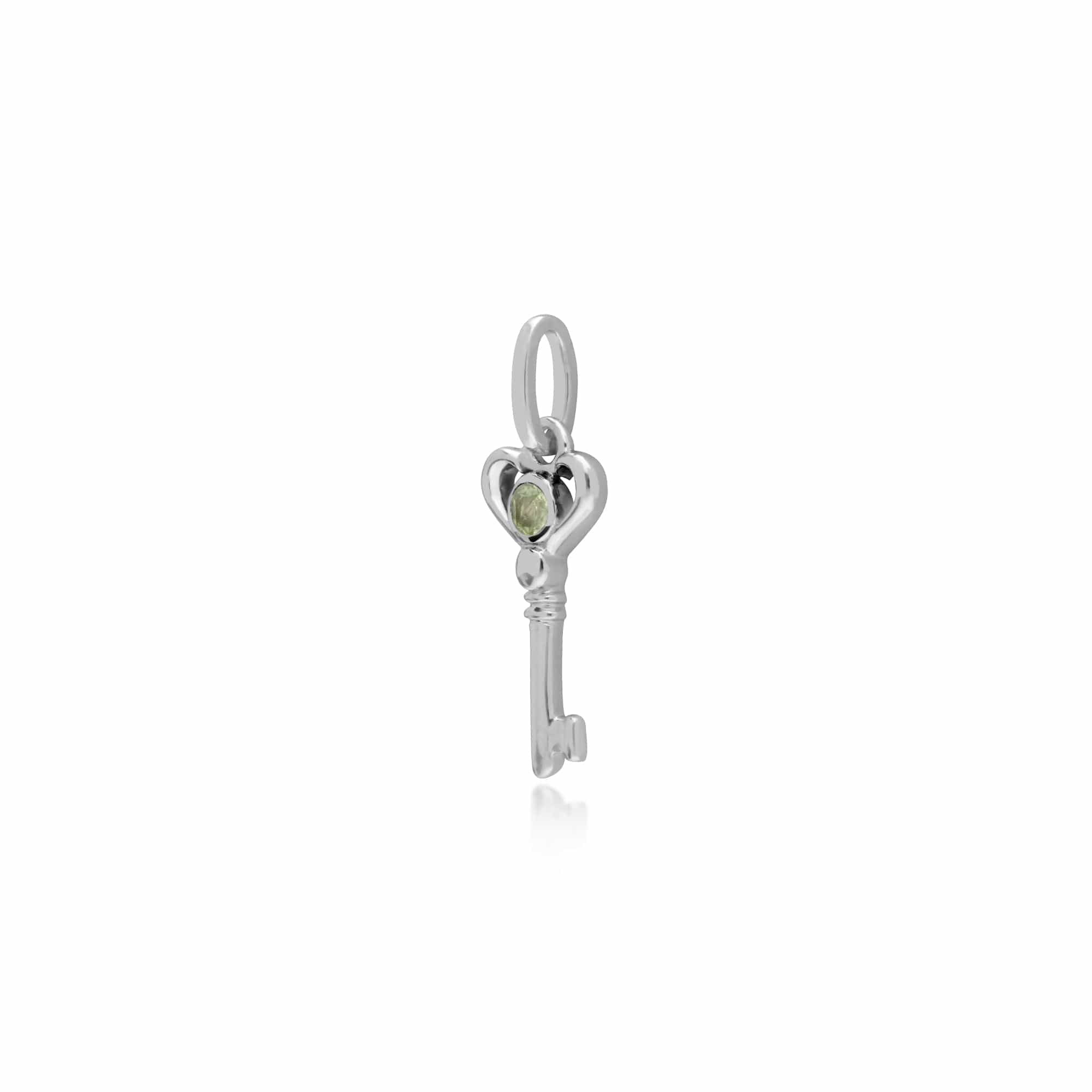Gemondo Sterling Silver Peridot Small Key Charm - Gemondo