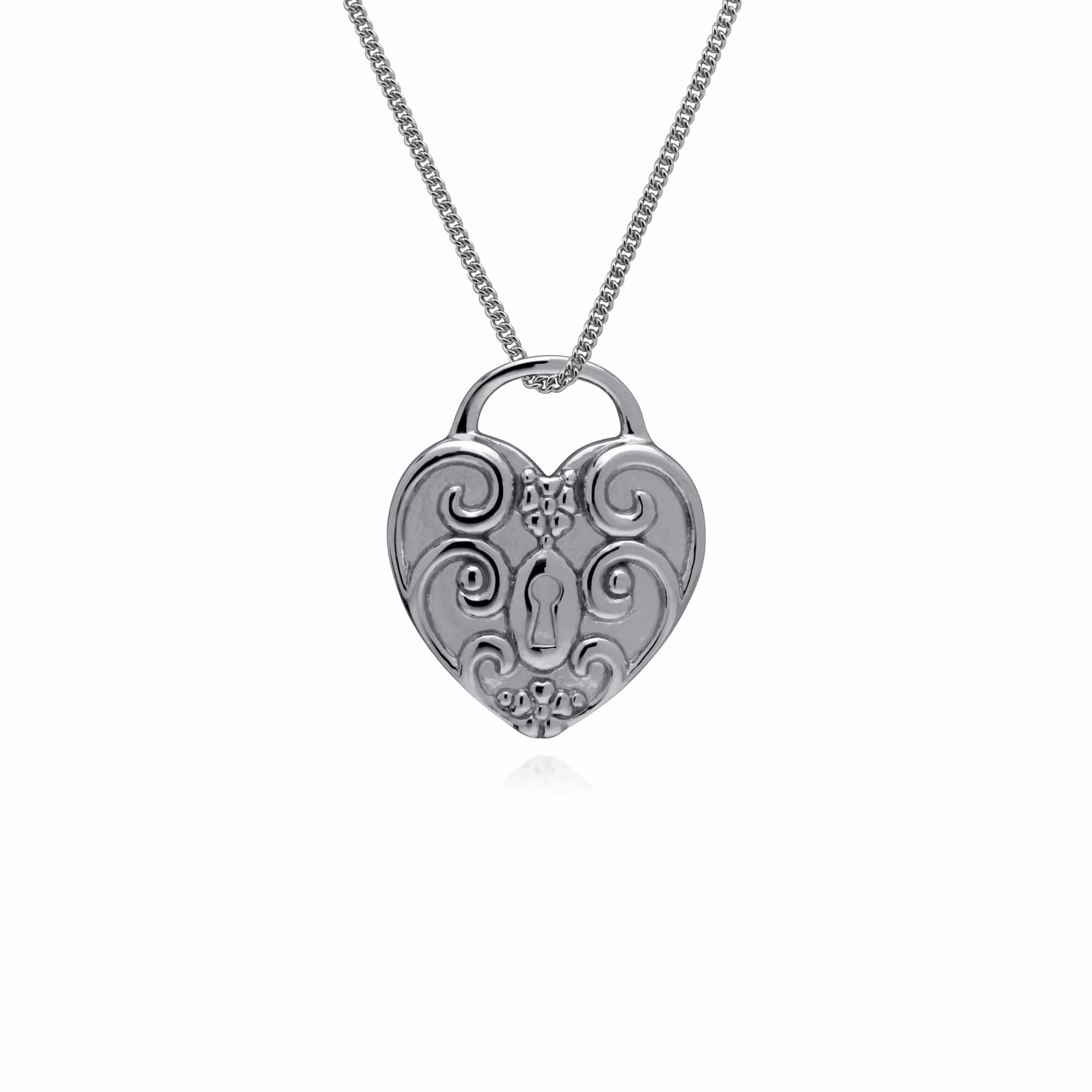 270P026808925-270P026601925 Classic Swirl Heart Lock Pendant & Amethyst Big Key Charm in 925 Sterling Silver 3