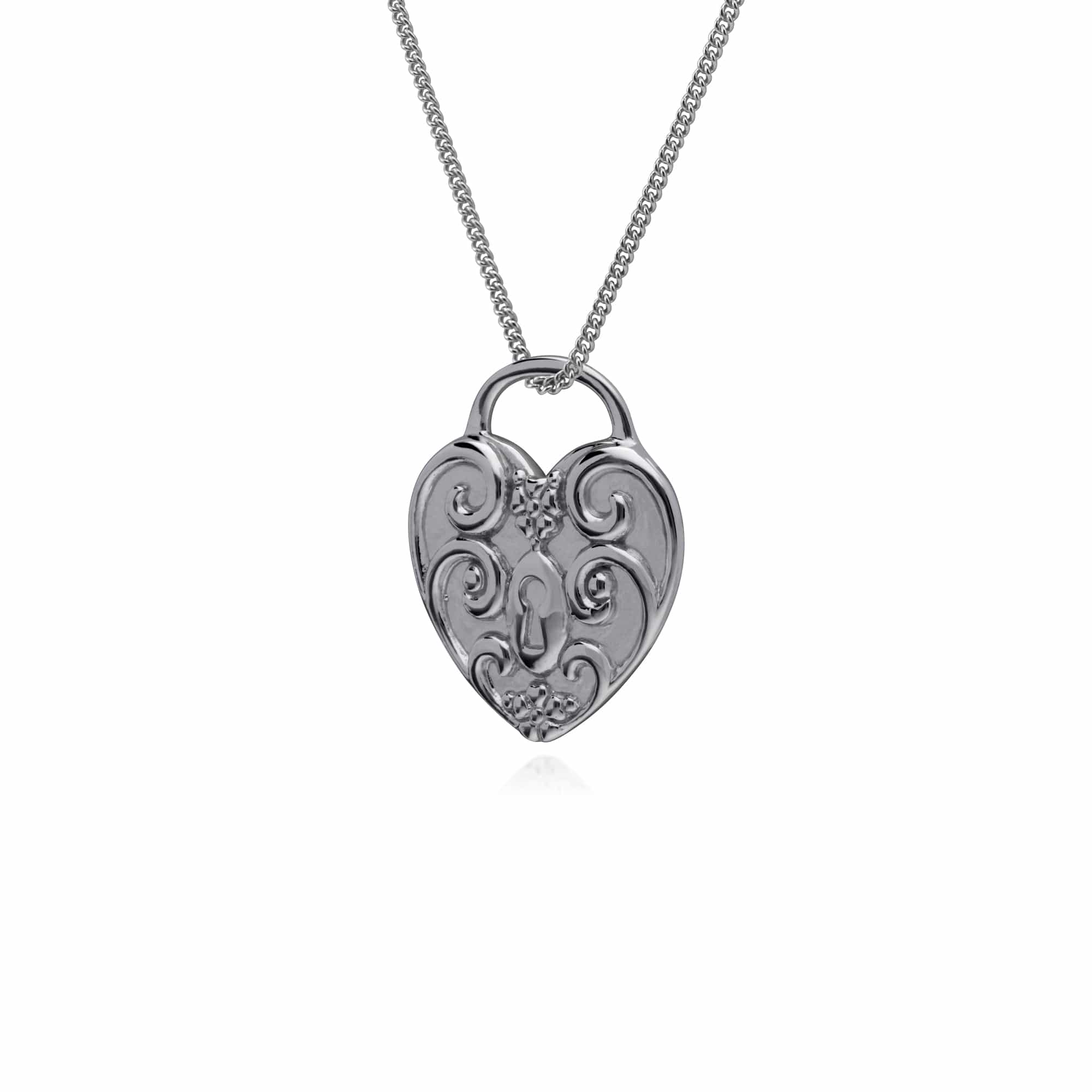 270P026601925 Gemondo Sterling Silver Swirl Heart Lock Charm Pendant on 45m Chain 2