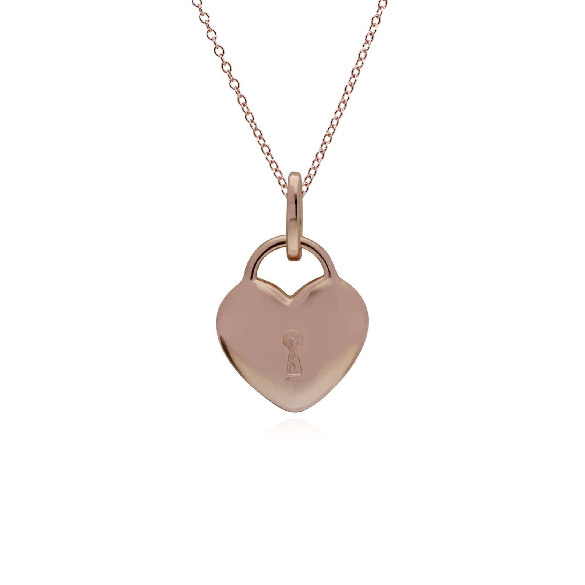 270P027304925-270P026901925 Classic Heart Lock Pendant & Garnet Charm in Rose Gold Plated 925 Sterling Silver 3