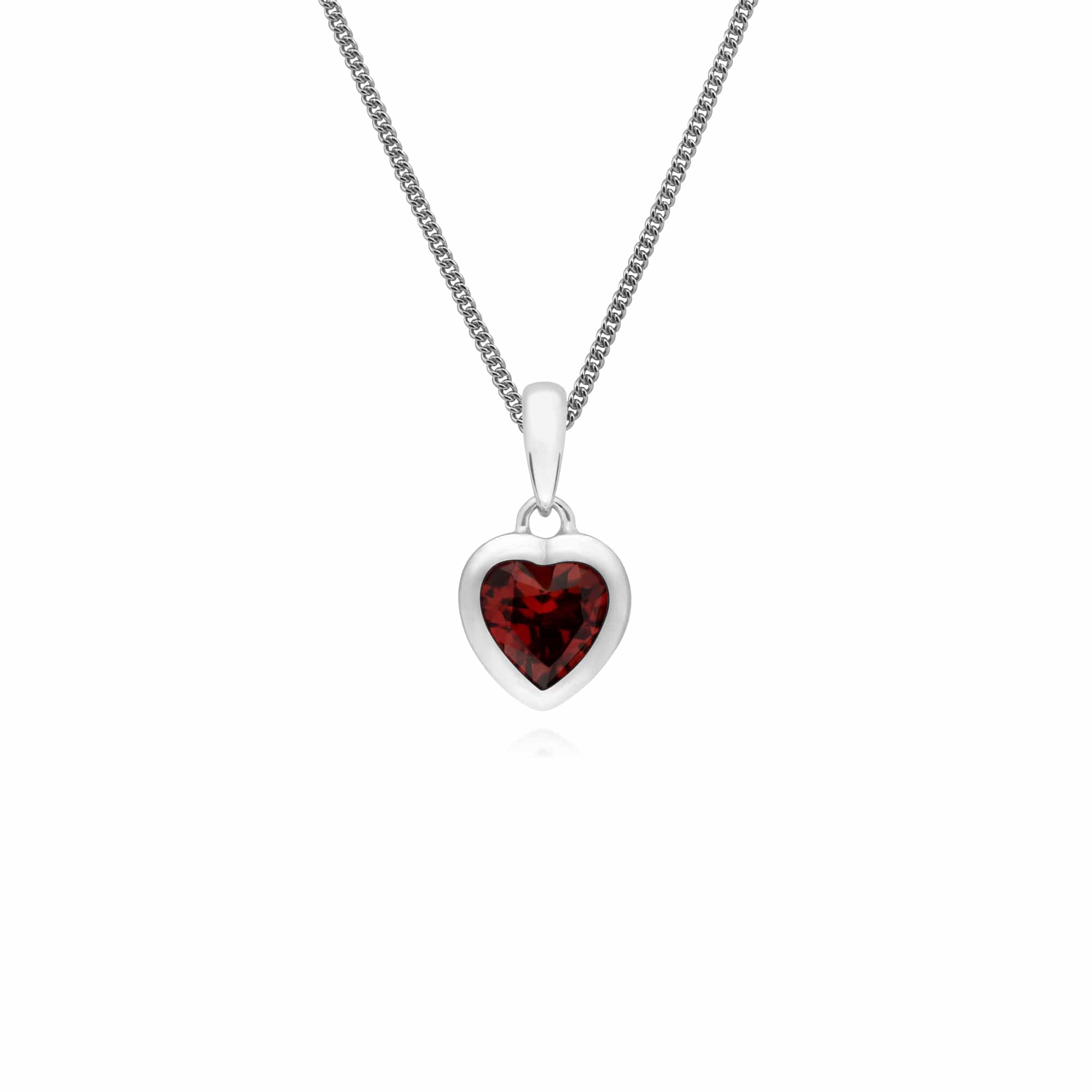 270P028703925 Essential Heart Shaped Garnet Pendant in 925 Sterling Silver 1