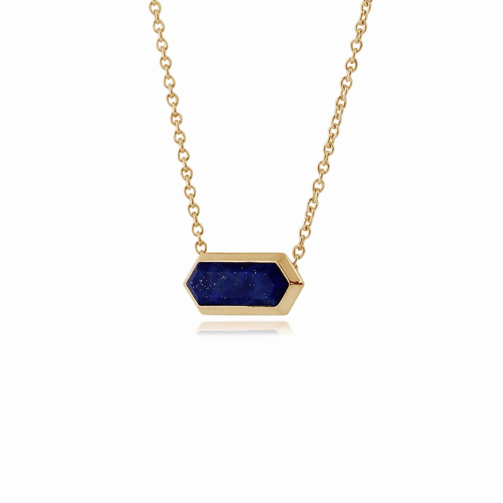 271N011502925 Geometric Hexagon Lapis Lazuli Prism Necklace in Gold Plated  Silver 4