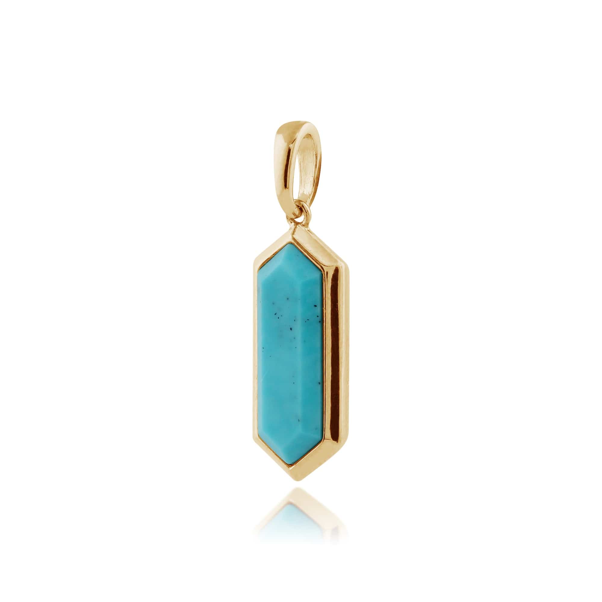 Geometric Hexagon Turquoise Prism Drop Pendant in Gold Plated Silver - Gemondo