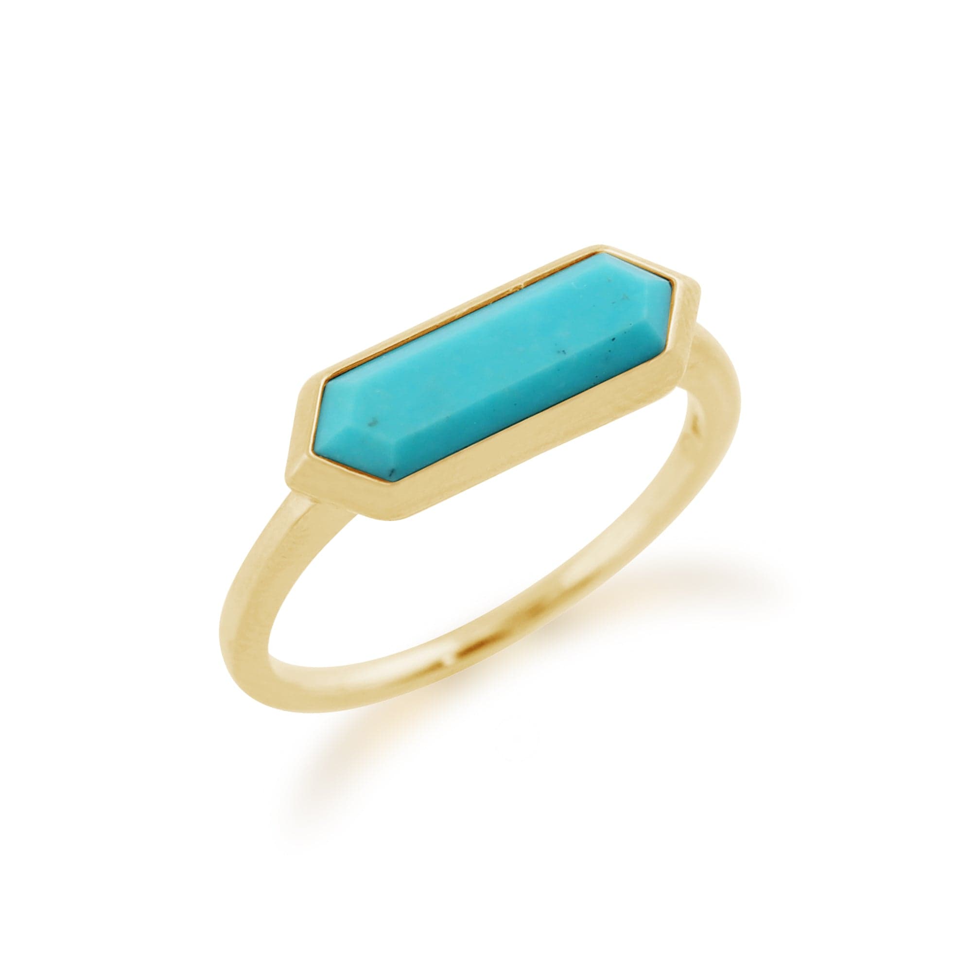 Gold Plated Sterling Silver Turquoise Hexagonal Prism Ring