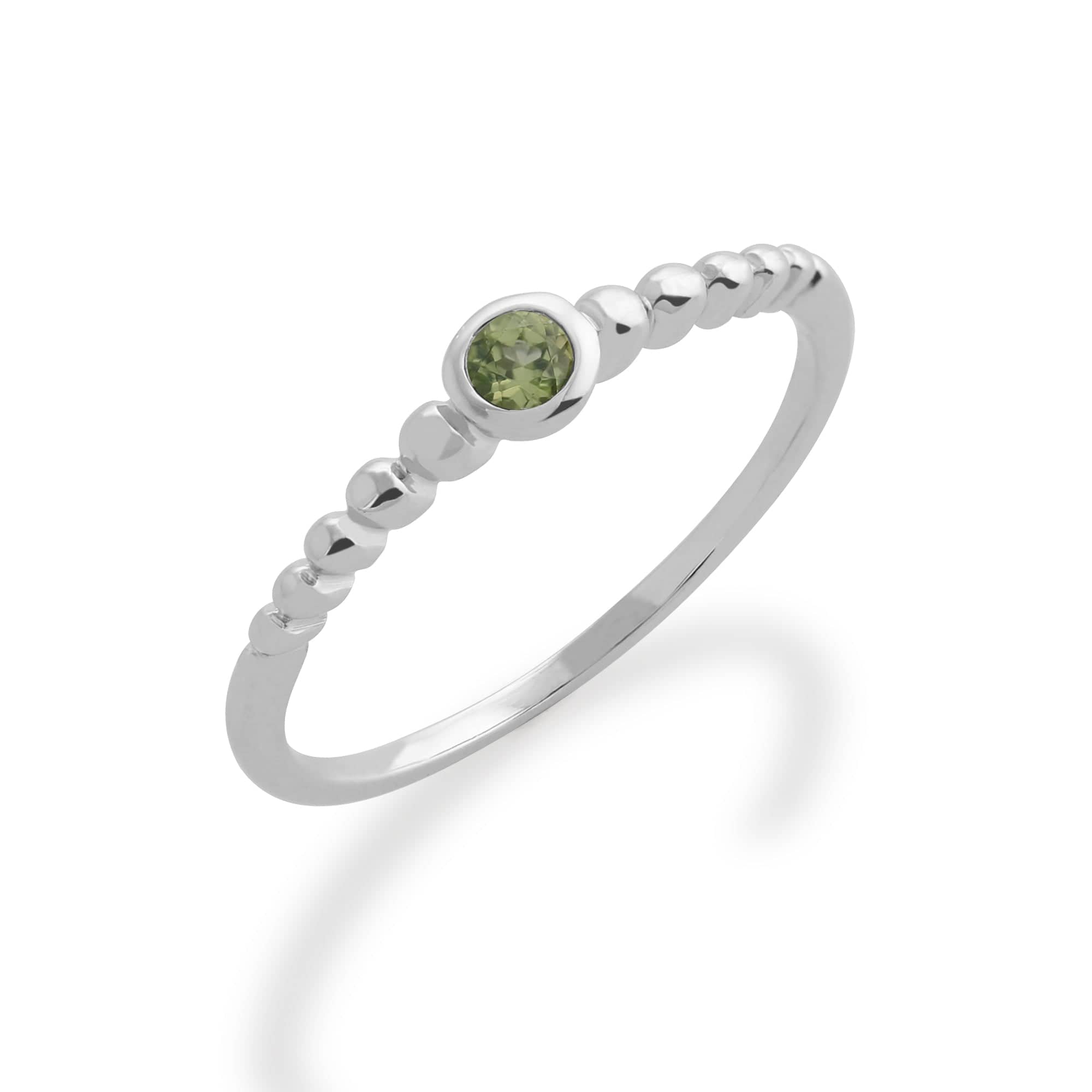 Essential Round Peridot Bezel Set Stack Ring in 925 Sterling Silver - Gemondo