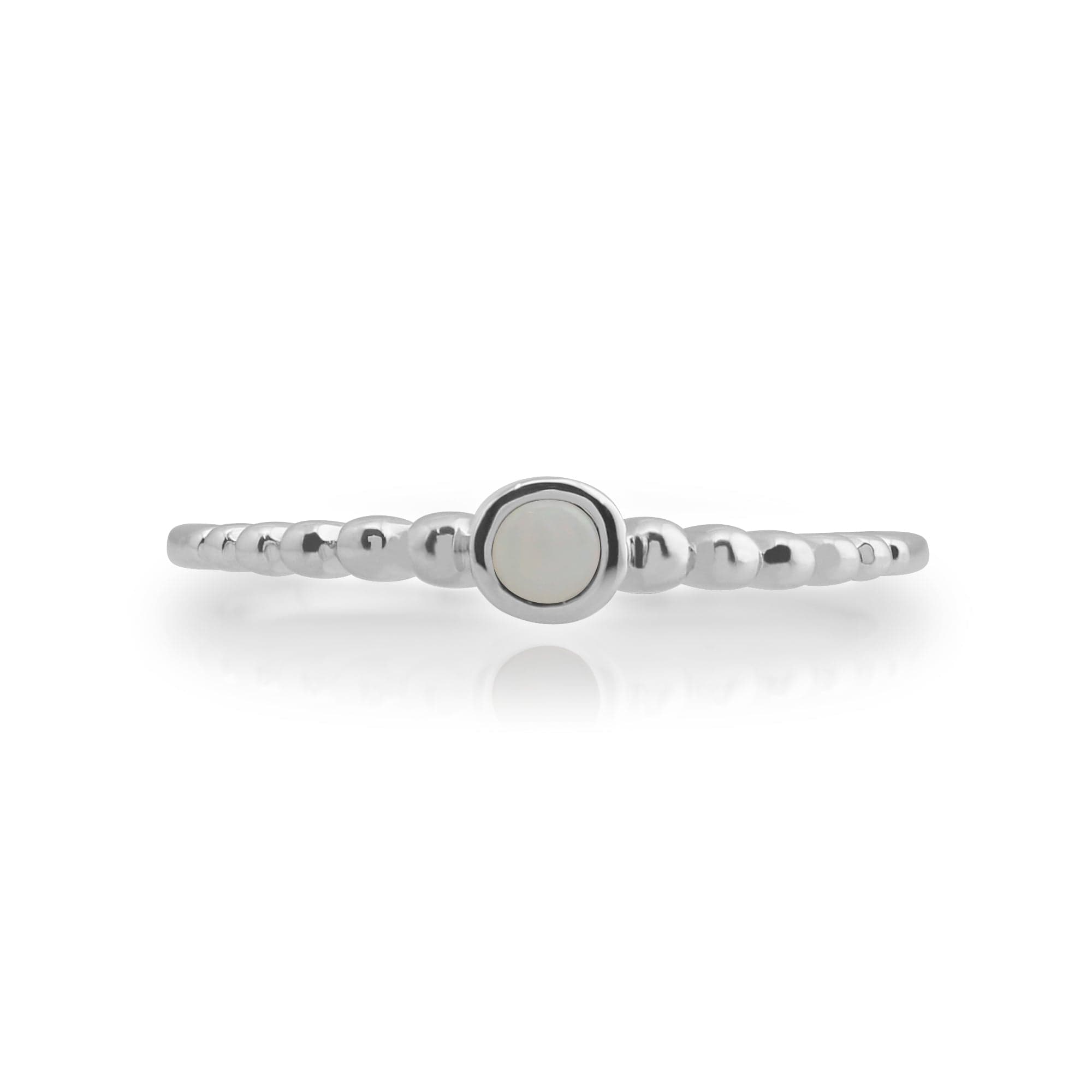 Round Opal Bezel Stack Ring in 925 Sterling Silver