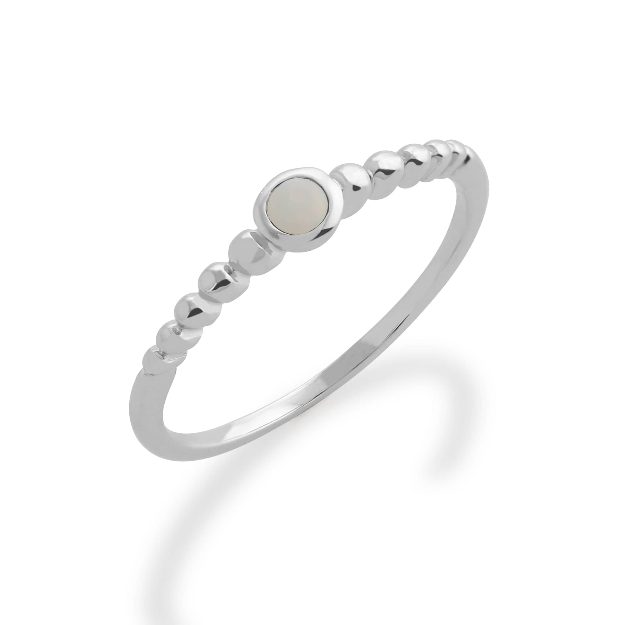 Opal Bezel Set Stack Ring in Sterling Silver 
