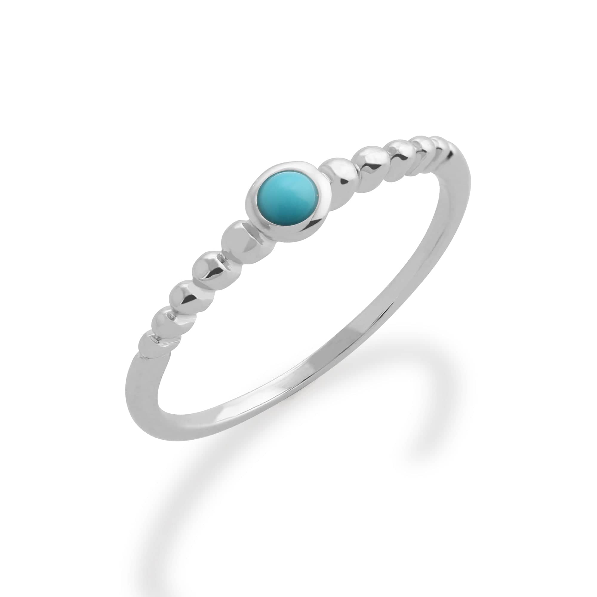 Essential Round Turquoise Bezel Set Stack Ring in 925 Sterling Silver - Gemondo