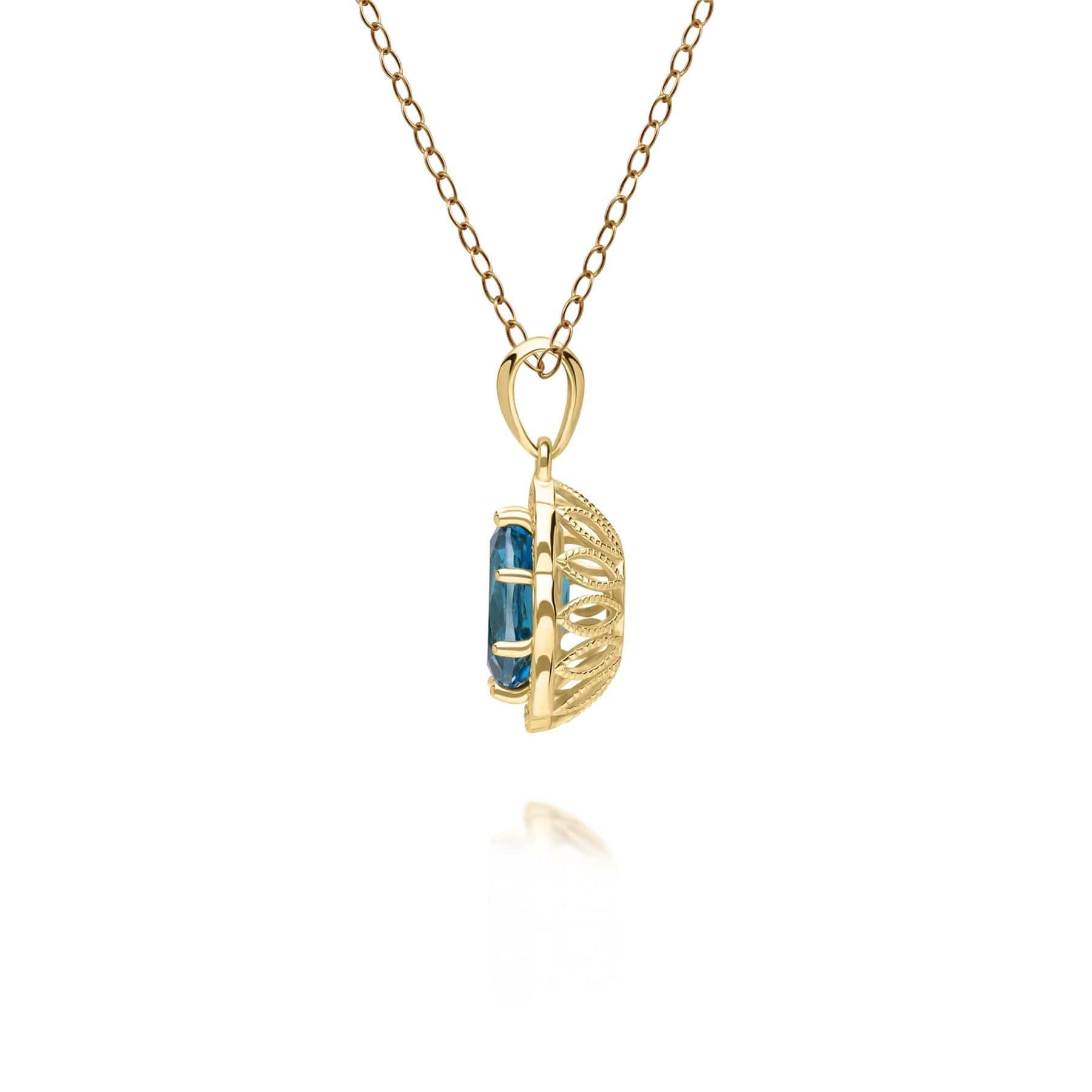 135P2095019 Classic London Blue Topaz & Diamond Luxe Pendant in 9ct Yellow Gold 3