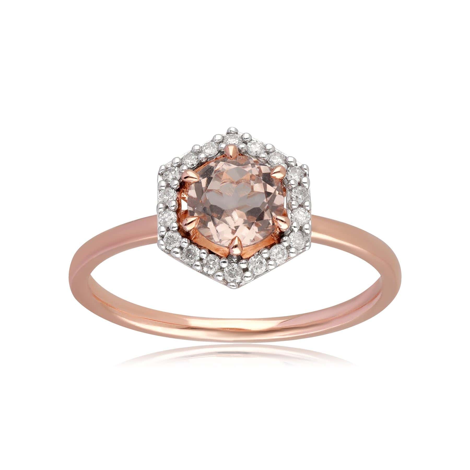 133R9548019 9ct Rose Gold 0.556ct Morganite & Diamond Halo Engagement Ring 2