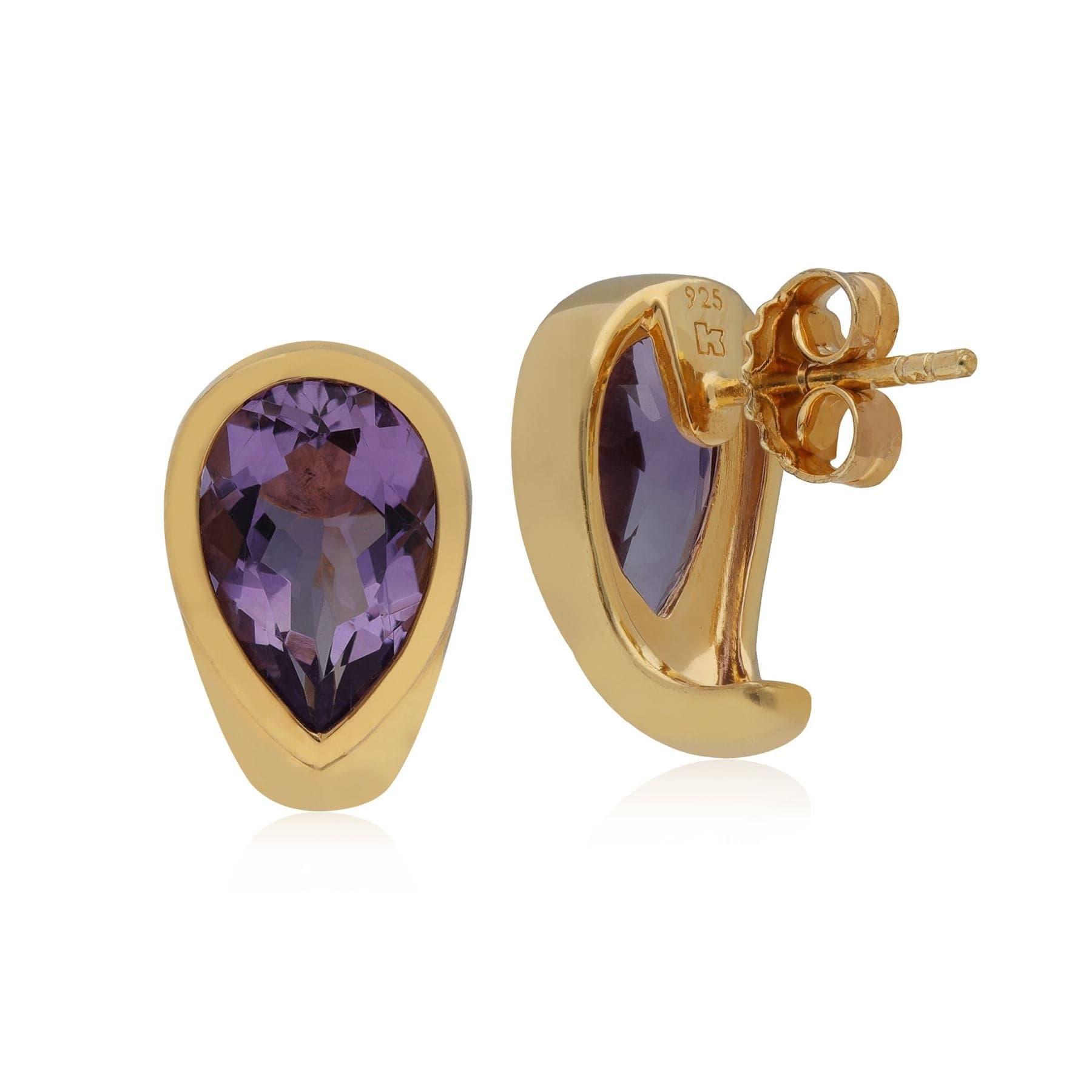T1037E9011 Kosmos Amethyst Earrings in Yellow Gold Plated Sterling Silver 2