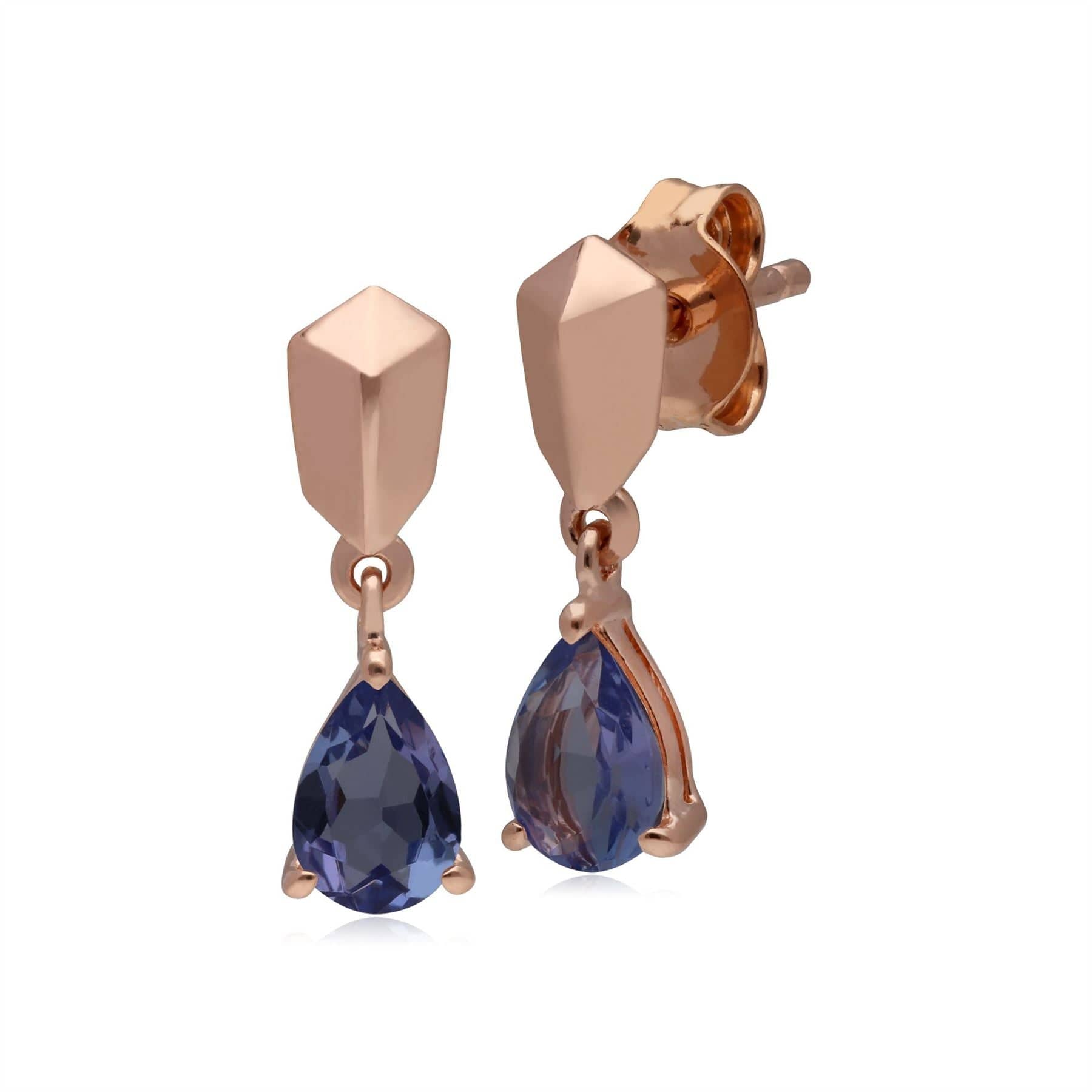 270E029308925 Micro Statement Tanzanite Earrings in Rose Gold Plated Silver 1