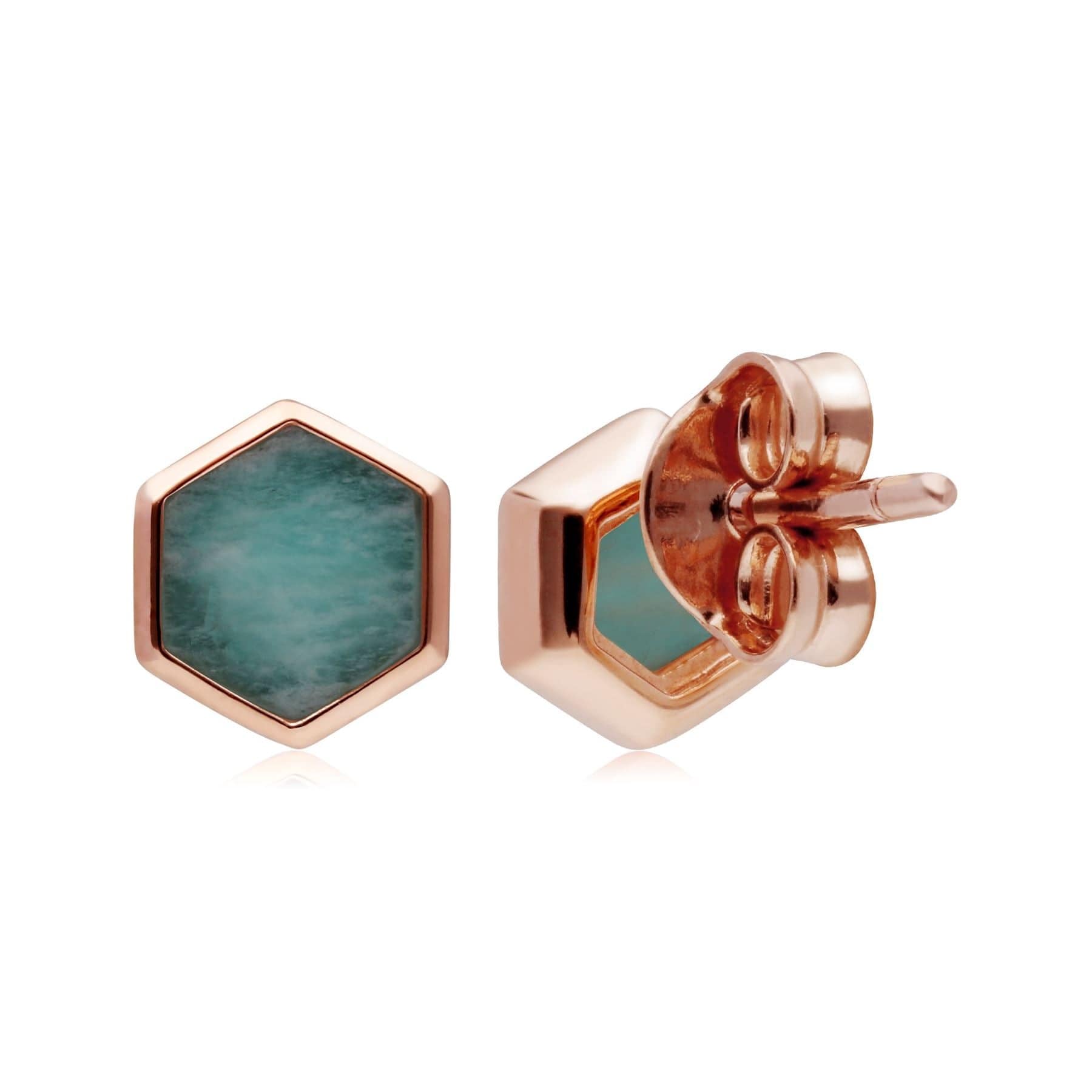 270E029802925 Micro Statement Amazonite Stud Earrings in Rose Gold Plated Silver 2