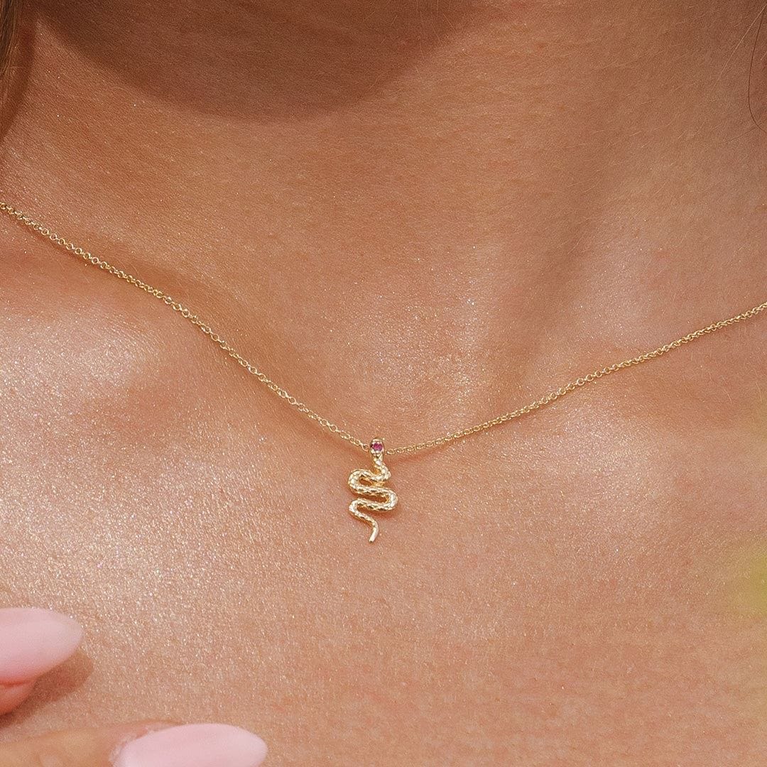 ECFEW™ Ruby Snake Wrap Pendant in 9ct Yellow Gold - Gemondo