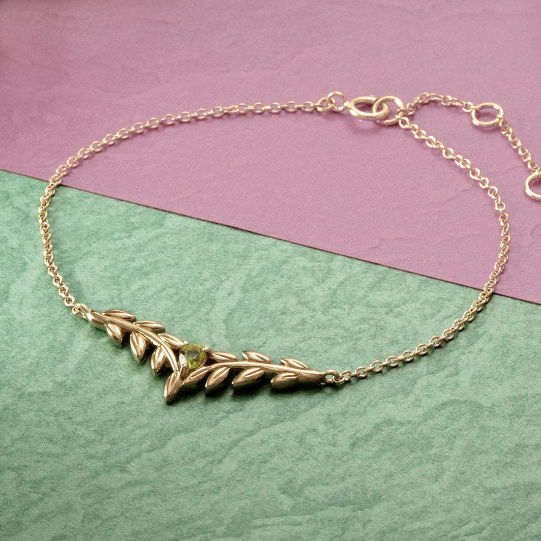 O Leaf Peridot Bracelet