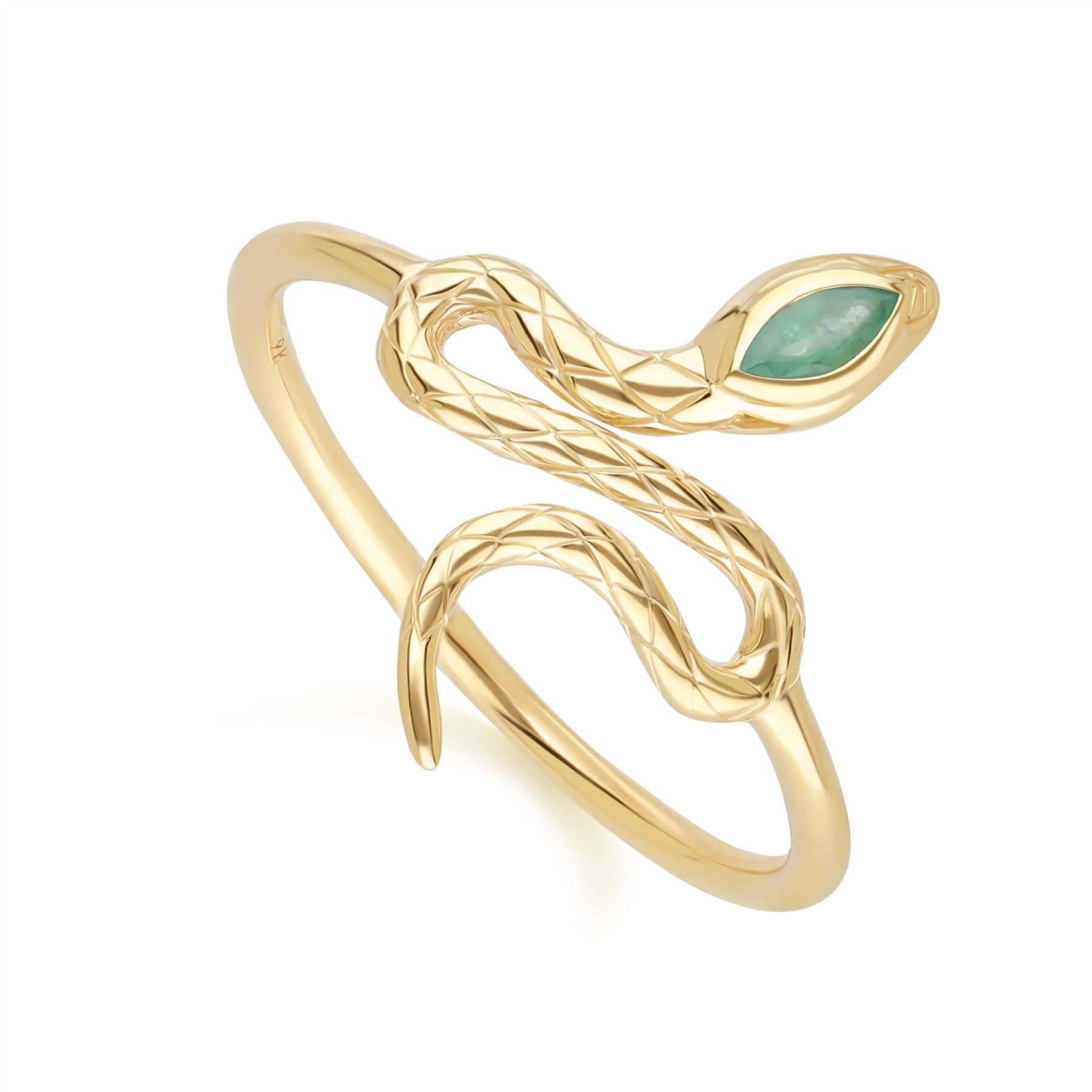 132R8457019 ECFEW™ Emerald Winding Snake Ring in 9ct Yellow Gold Side