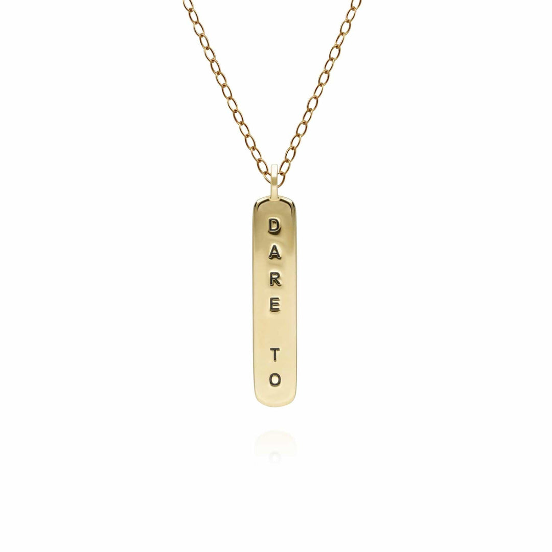 253P312201925 Coded Whispers Black Enamel 'Dare To' Acrostic Gemstone Pendant Necklace in Sterling Silver 3