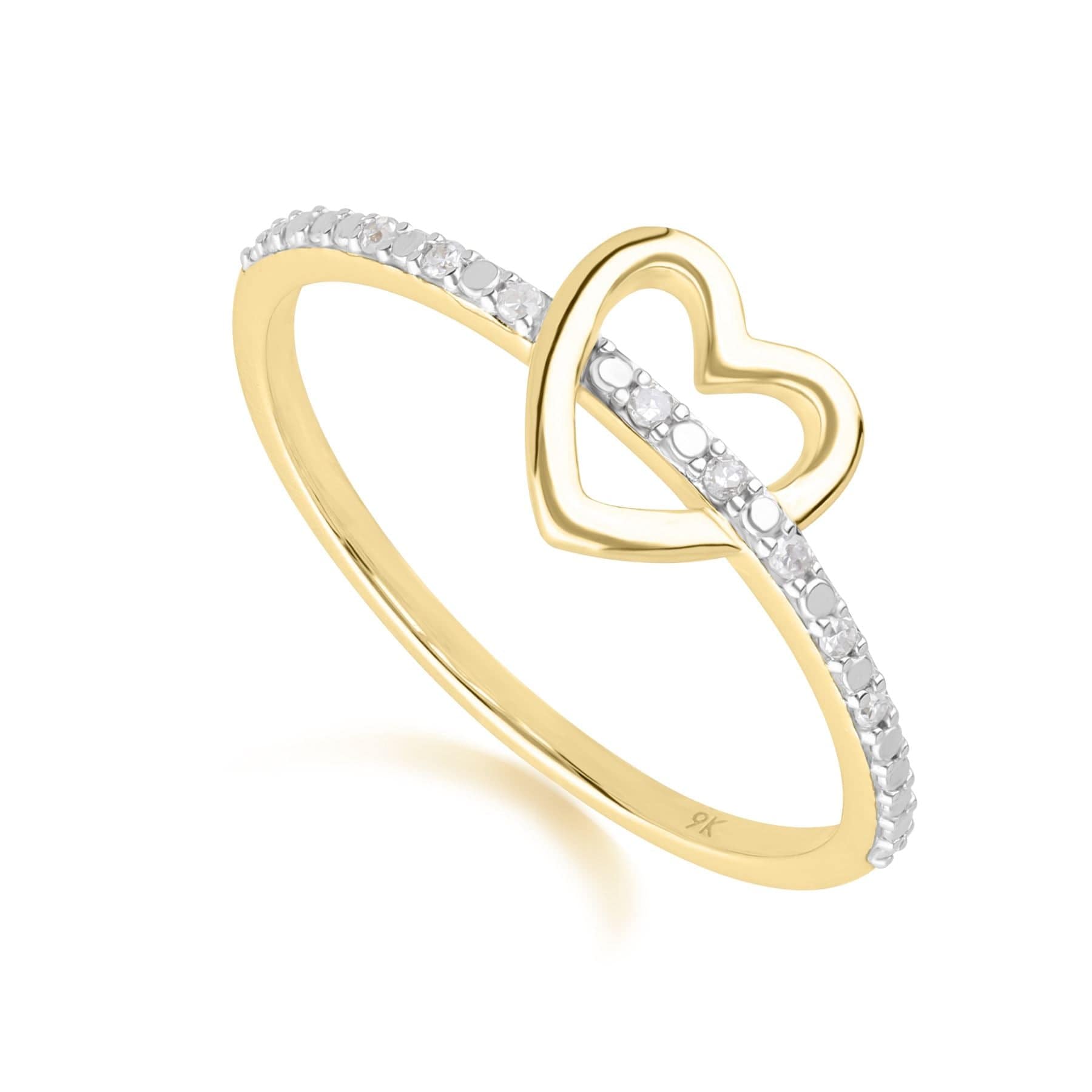 191R0935019 Love Heart Diamond Band Ring in 9ct Yellow Gold Side