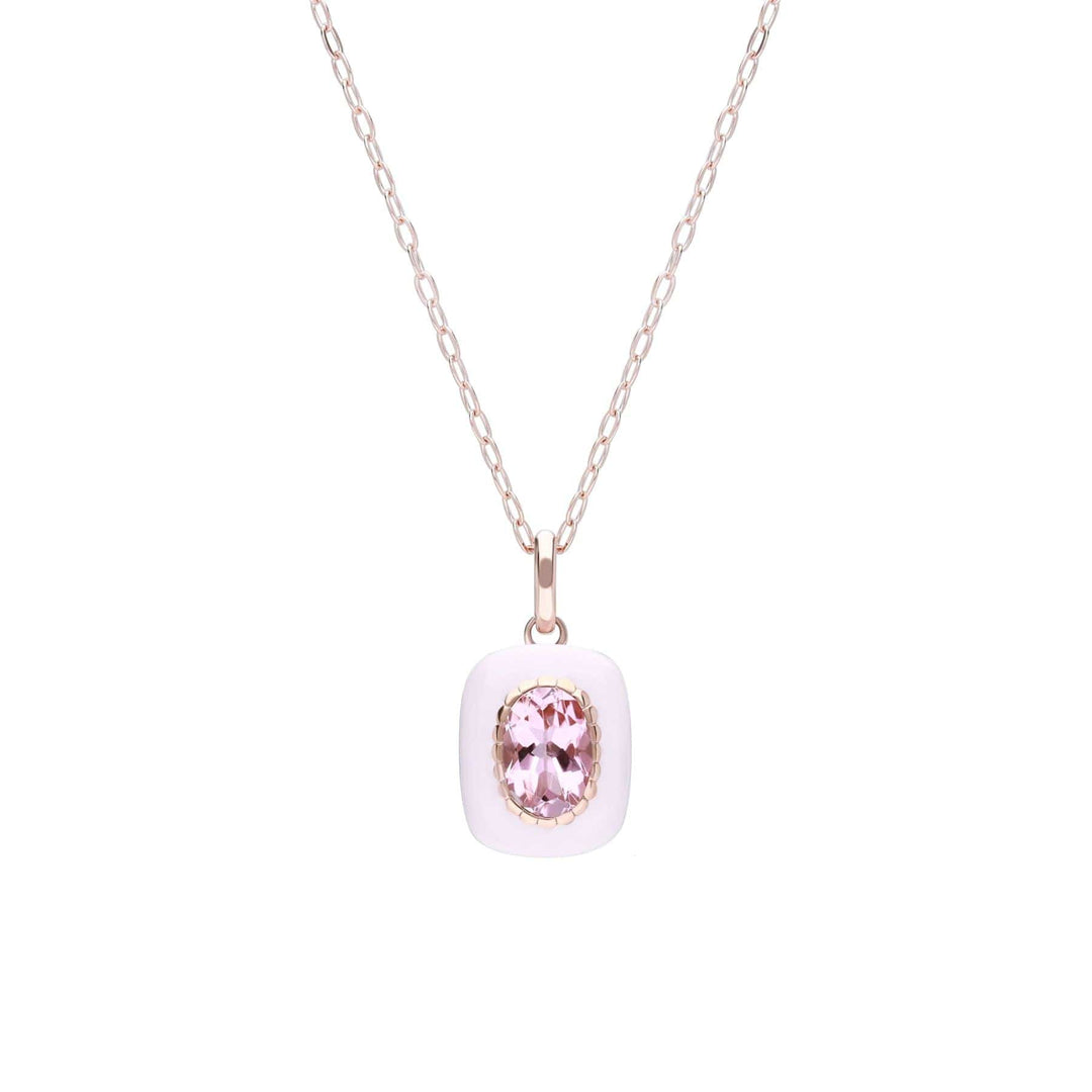 270P034501925 Siberian Waltz Enamel & Pink Tourmaline Pendant Necklace In Rose Gold Plated Silver 1