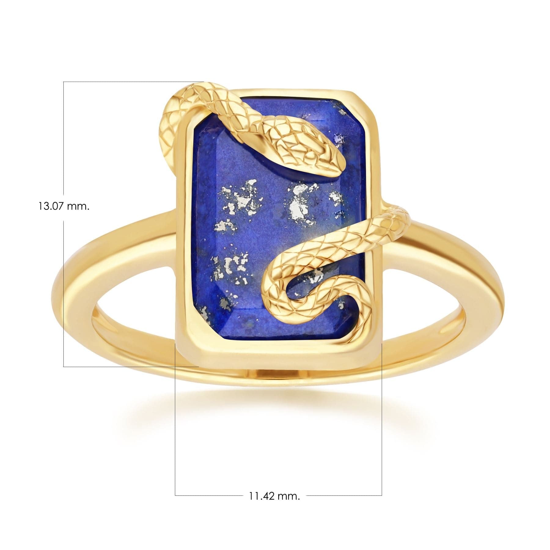 270R065302925_ Grand Deco Lapis Lazuli Snake Wrap Ring in Gold Plated Sterling Silver Dimensions