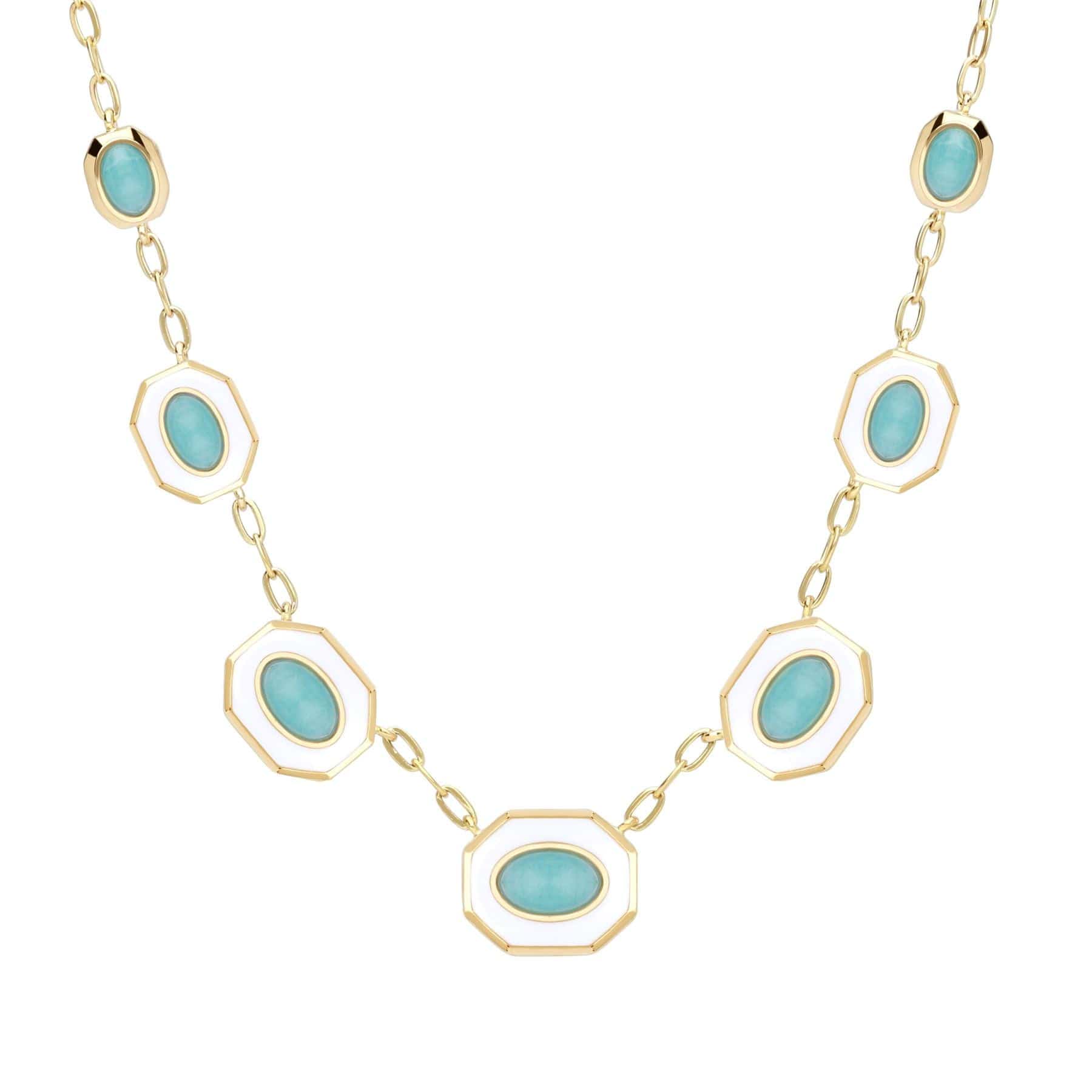 271N015301925 Siberian Waltz White Enamel & Amazonite Choker Necklace In Sterling Silver 1