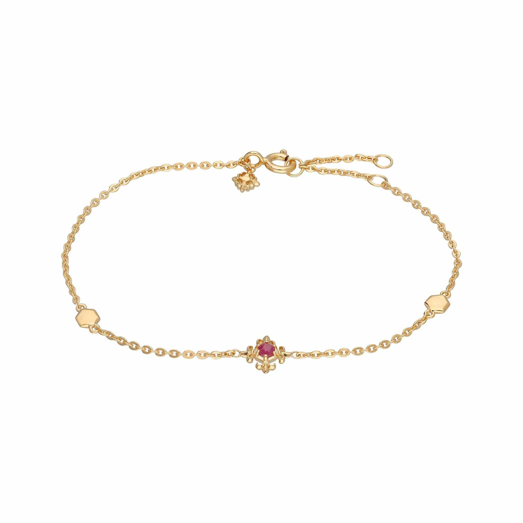 132L0544019 ECFEW™ Ruby Fleur De Lis Bracelet In 9ct Yellow Gold 1