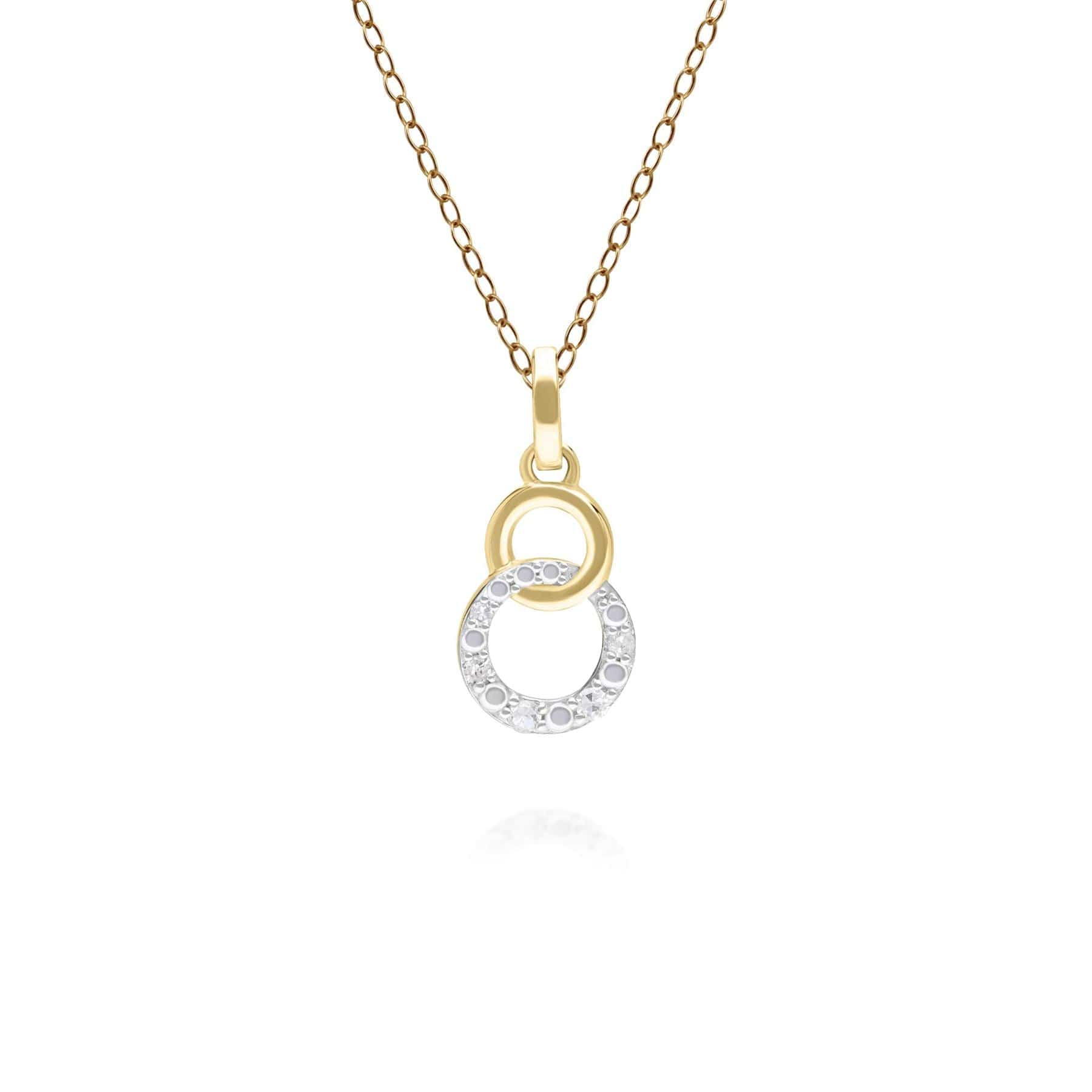 191P0770019 Diamond Pave Interlocking Hoop Pendant in 9ct Yellow Gold Front