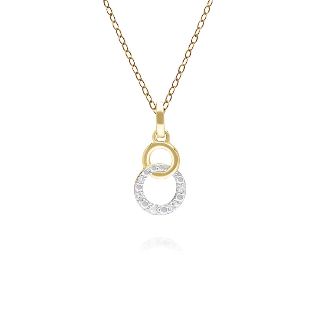 191P0770019 Diamond Pave Interlocking Hoop Pendant in 9ct Yellow Gold Front
