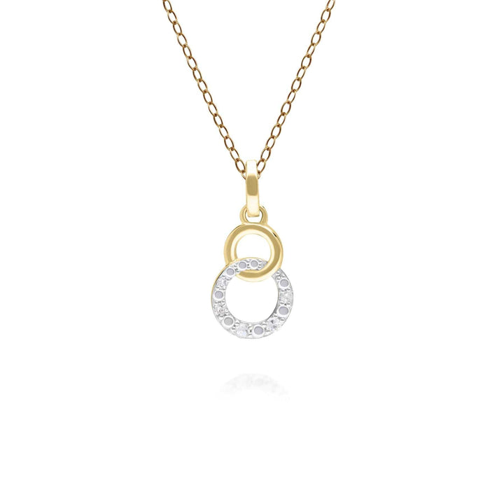 191P0770019 Diamond Pave Interlocking Hoop Pendant in 9ct Yellow Gold Front