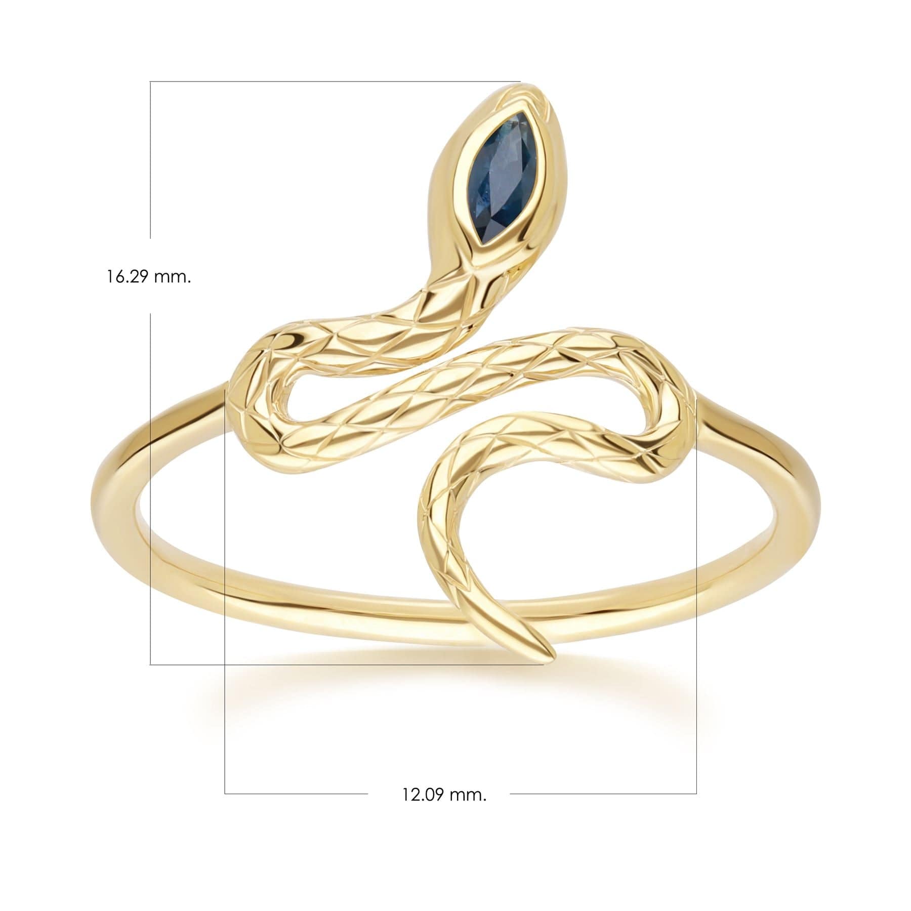 132R8457039 ECFEW™ Sapphire Winding Snake Ring in 9ct Yellow Gold Dimensions