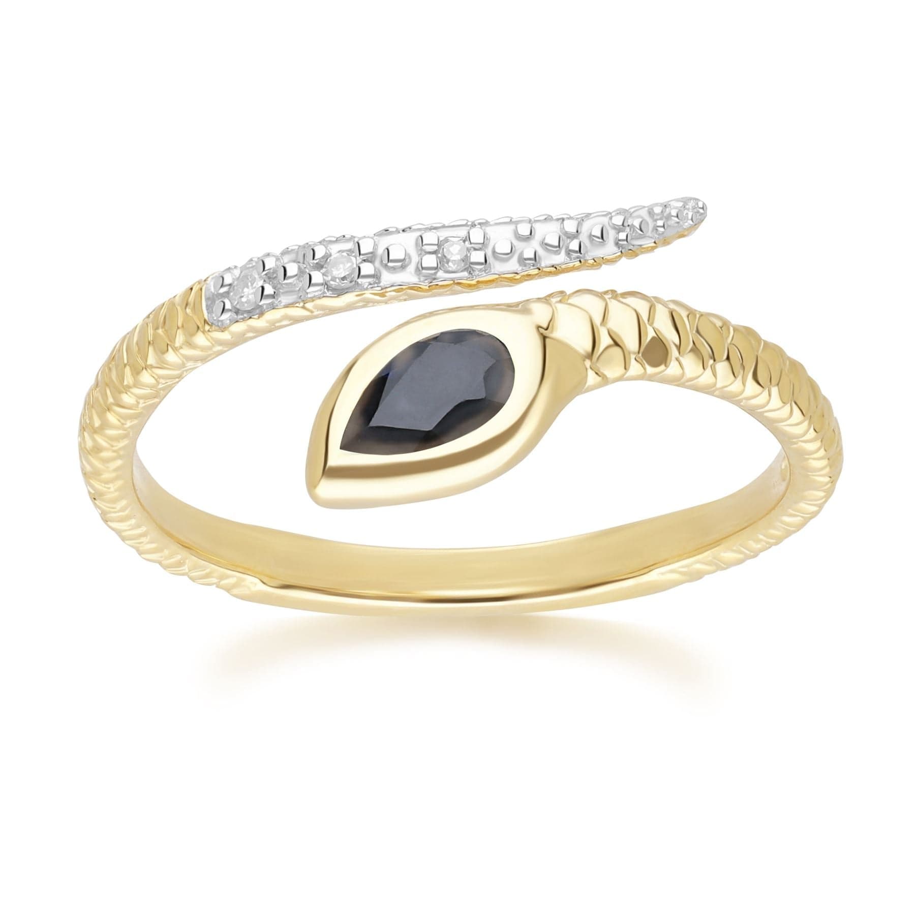 ECFEW™ Sapphire & Diamond Snake Ring in 9ct Yellow Gold - Gemondo