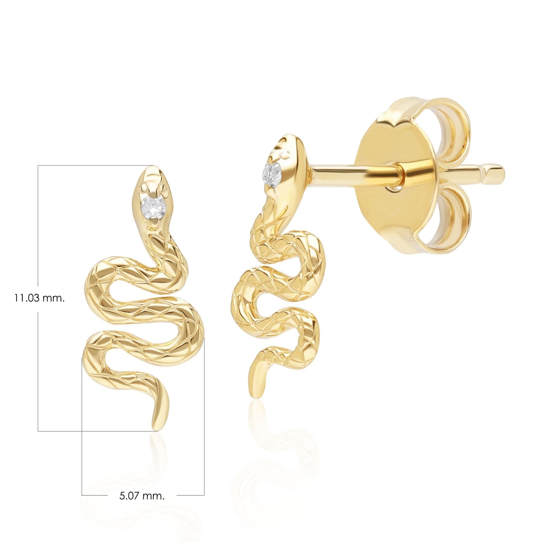 149E1692019 ECFEW™ Diamond Snake Wrap Stud Earrings in 9ct Yellow Gold Dimensions