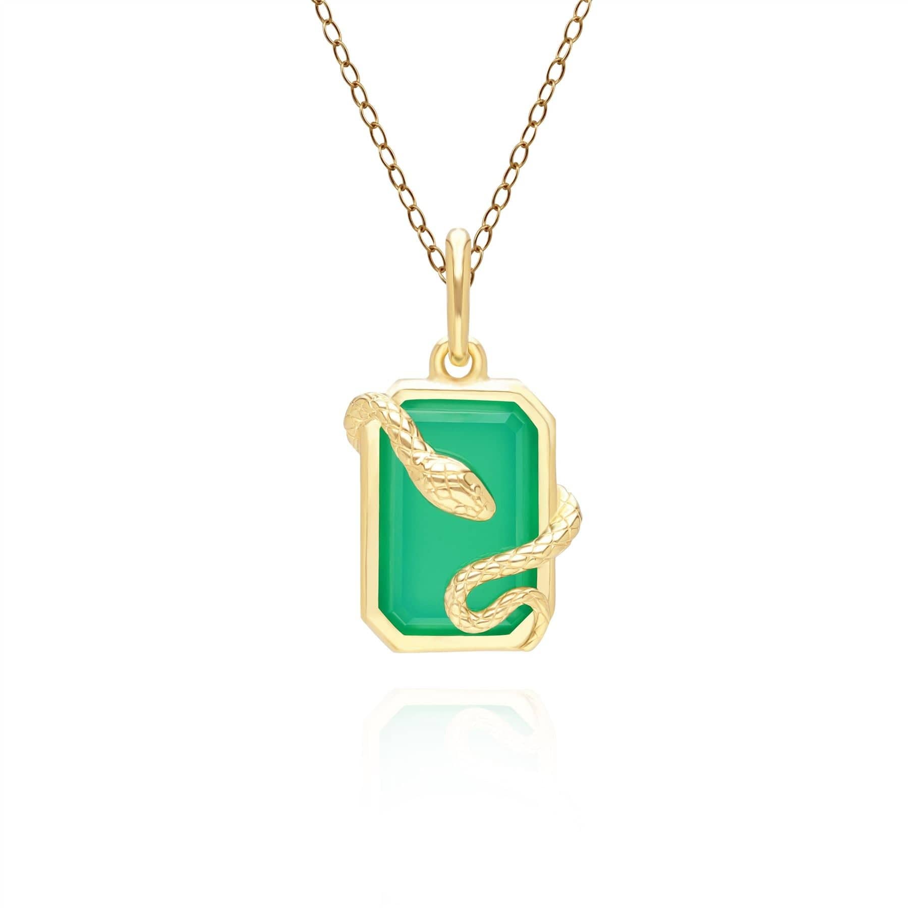 Grand Deco Green Chalcedony Snake Wrap Pendant in Gold Plated Sterling Silver - Gemondo