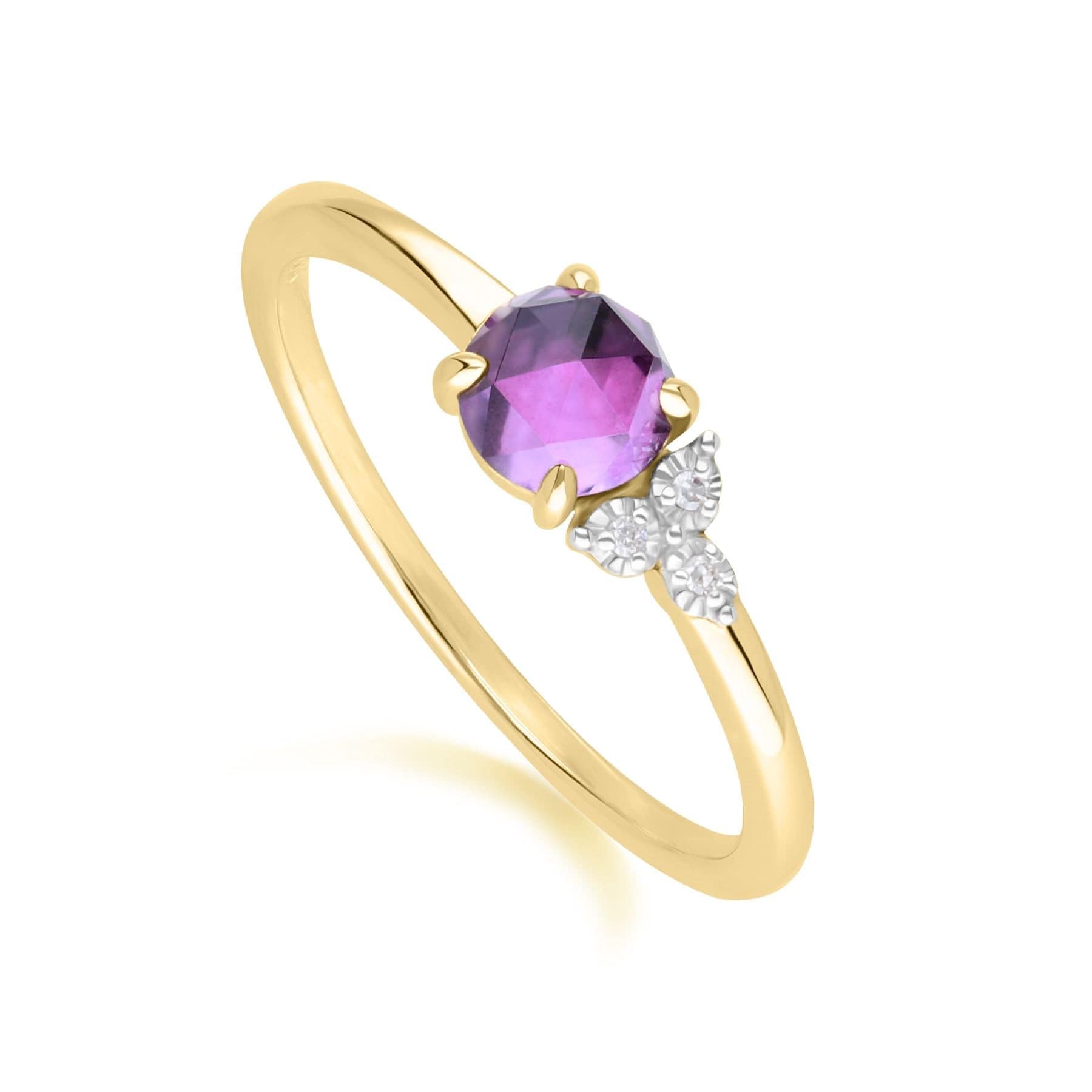 135R2056019 Classic Amethyst & Diamond Ring in 9ct Yellow Gold Side