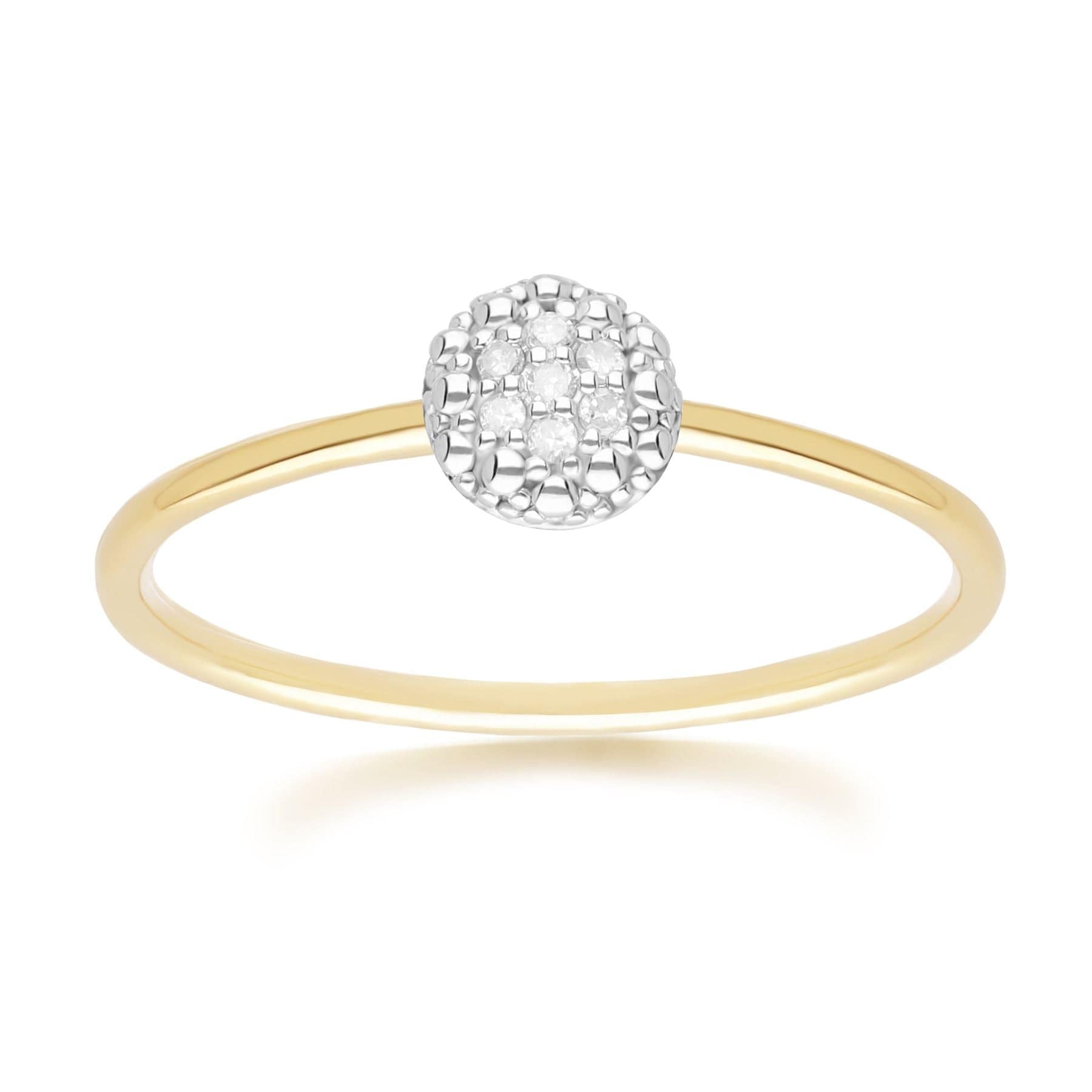 191R0928019 Diamond Pave Round Ring in 9ct Yellow Gold Front