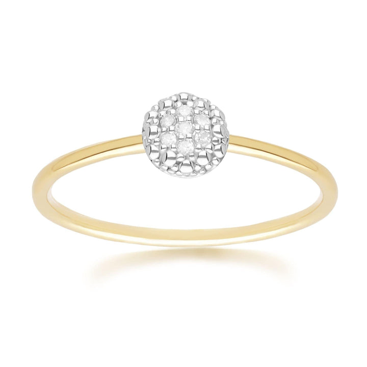191R0928019 Diamond Pave Round Ring in 9ct Yellow Gold Front