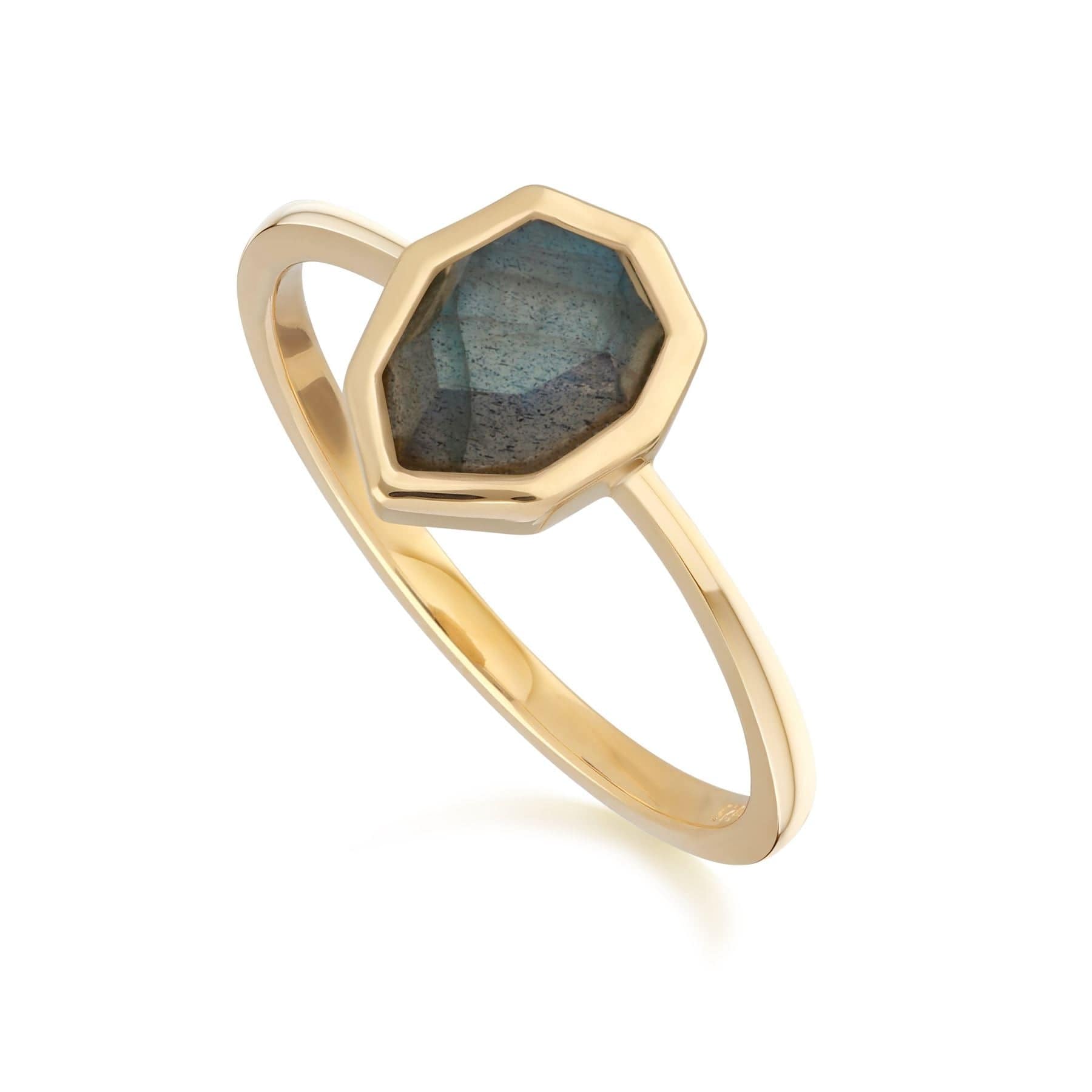 271R025402925 Irregular B Gem Labradorite Ring in Gold Plated Sterling Silver 1