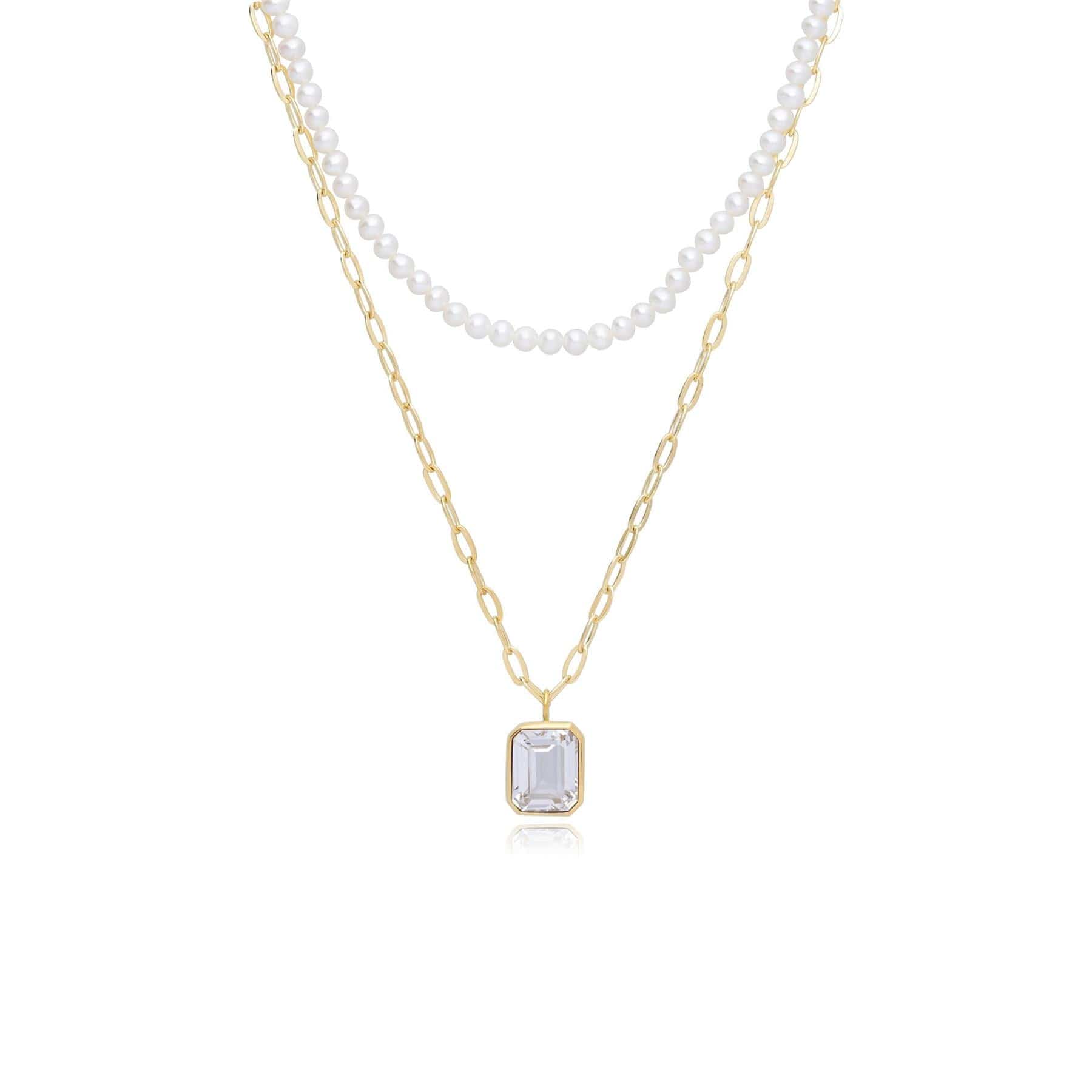 ECFEW™ 'The Unifier' White Topaz & Pearl Layered Necklace