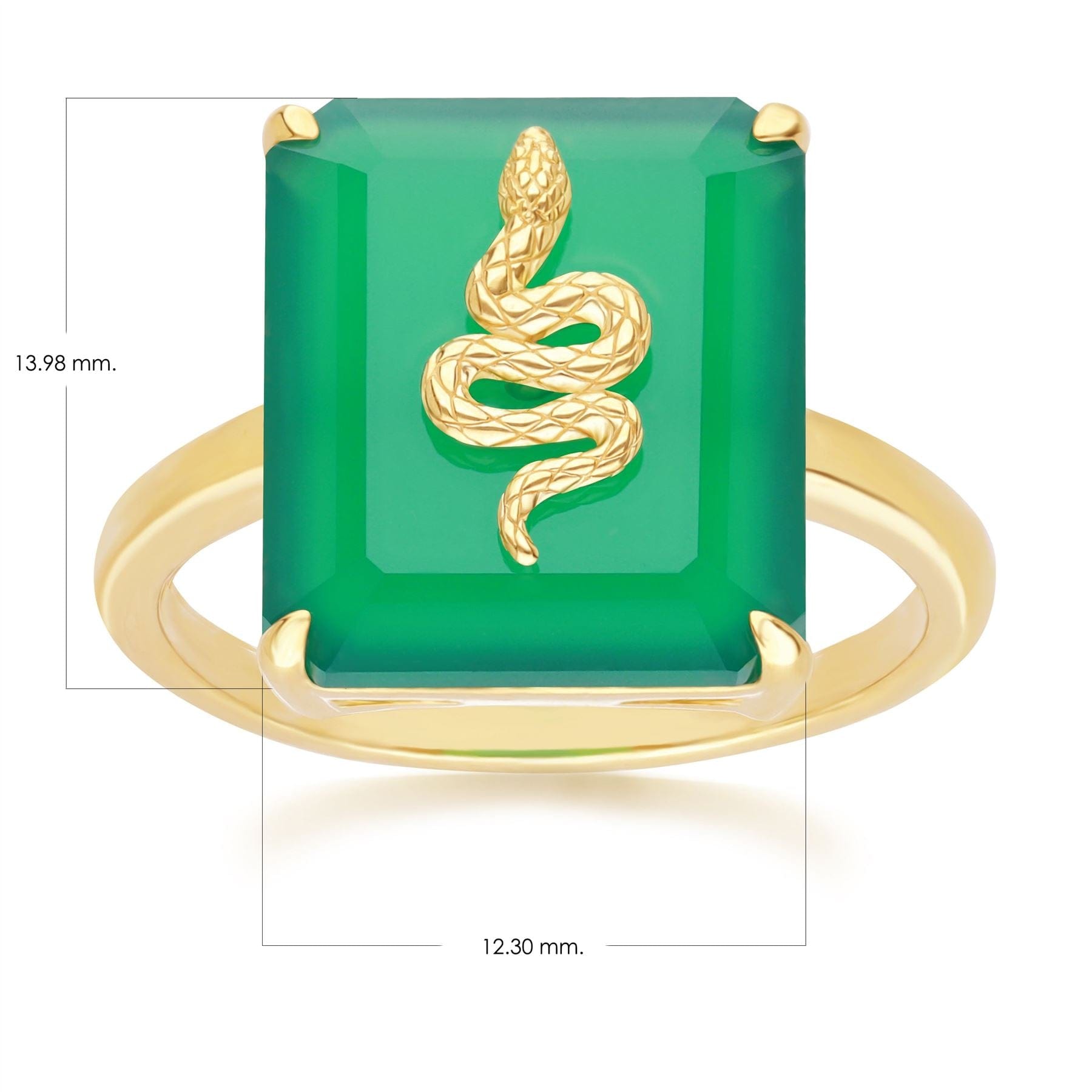 270R065401925_ Grand Deco Green Chalcedony Snake Ring in Gold Plated Sterling Silver Dimensions