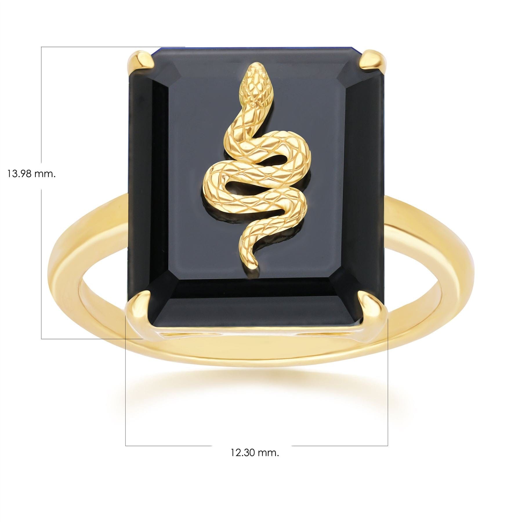 270R065402925 Grand Deco Black Onyx Snake Ring in Gold Plated Sterling Silver Dimensions
