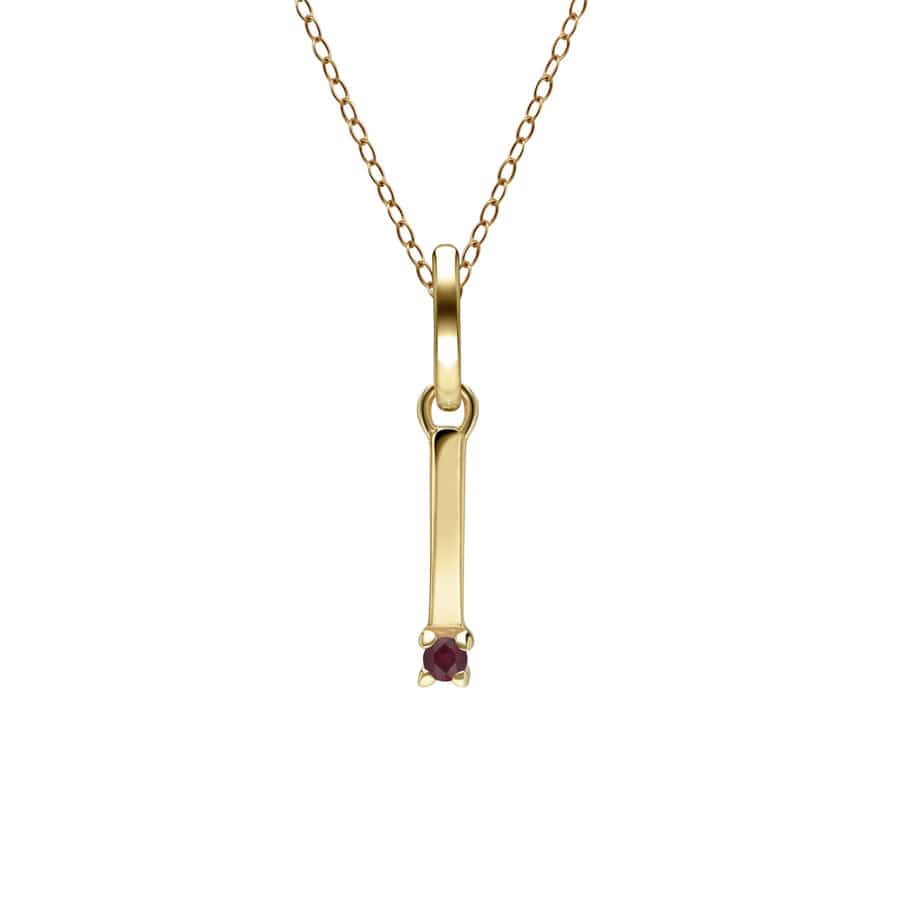 135P2046029 Initial Ruby Letter Necklace In 9ct Yellow Gold 10