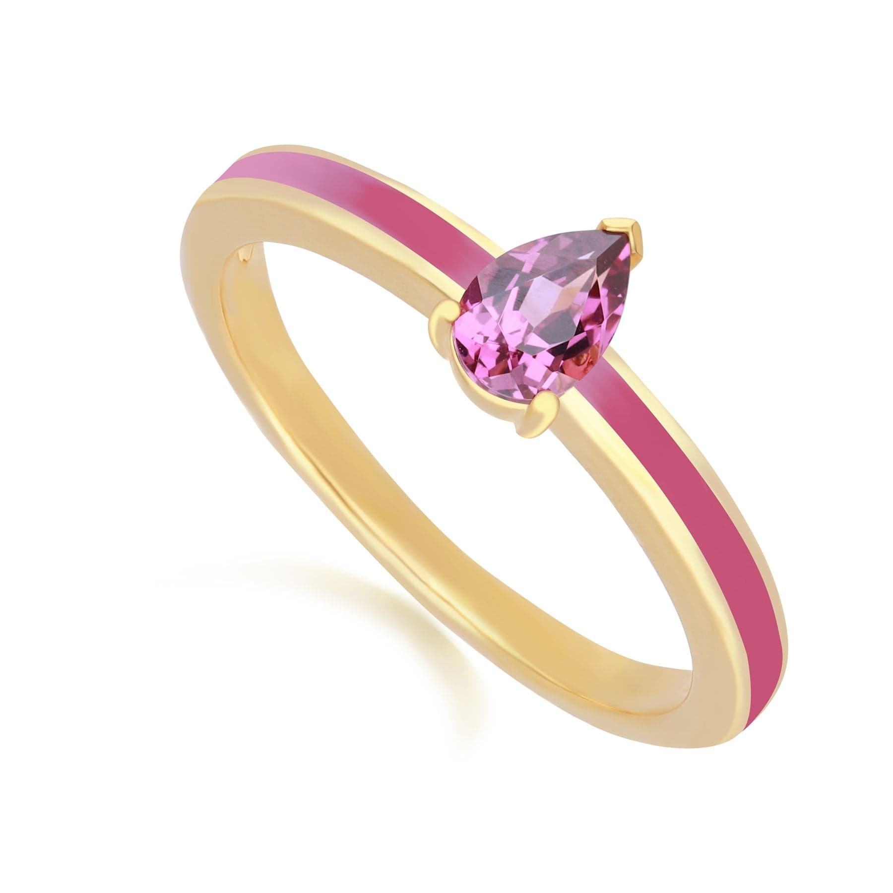 253R691701925 Siberian Waltz Pink Enamel & Rhodolite Ring in Gold Plated Silver Side